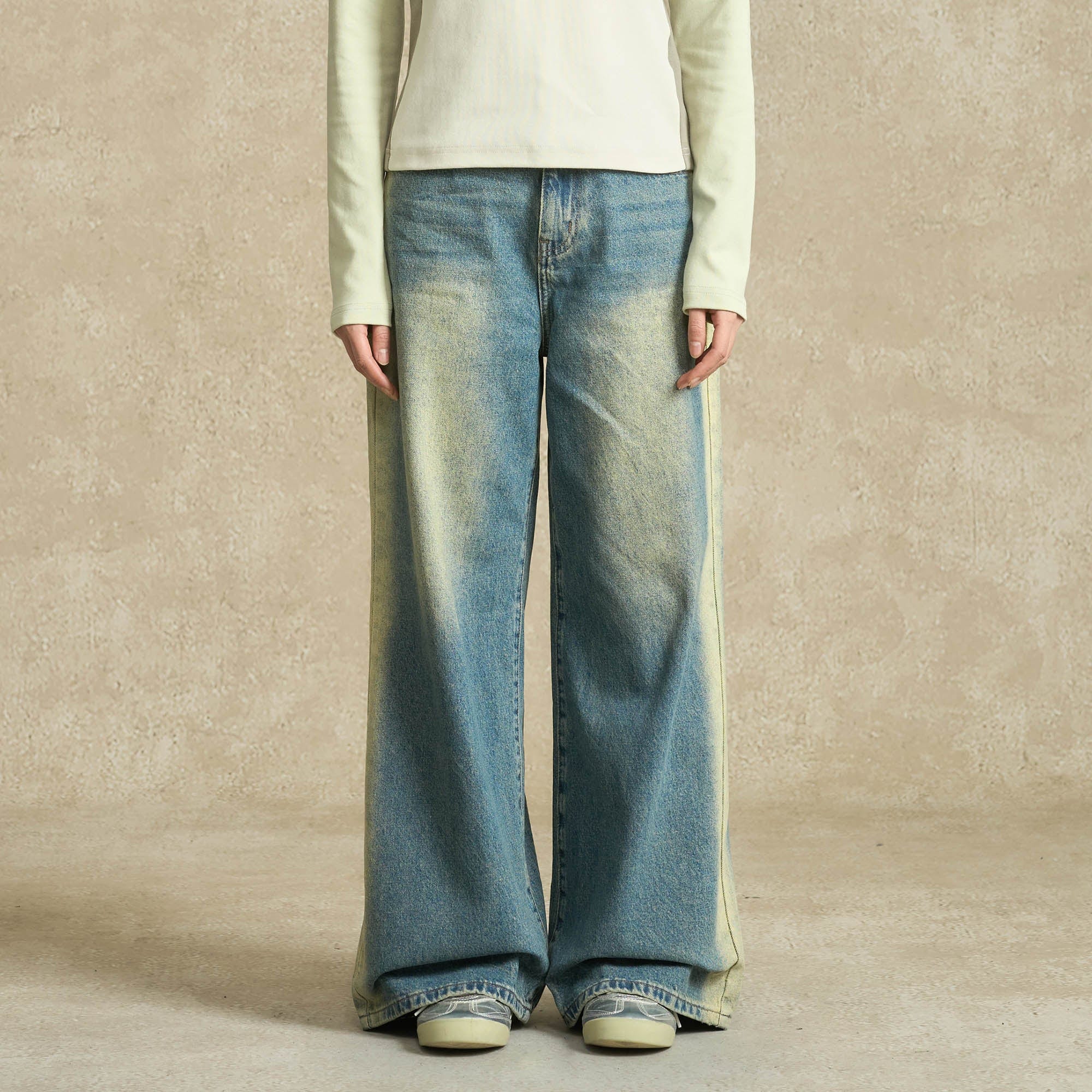 BONELESS Contrast Washed Jeans, premium urban and streetwear designers apparel on PROJECTISR.com, BONELESS