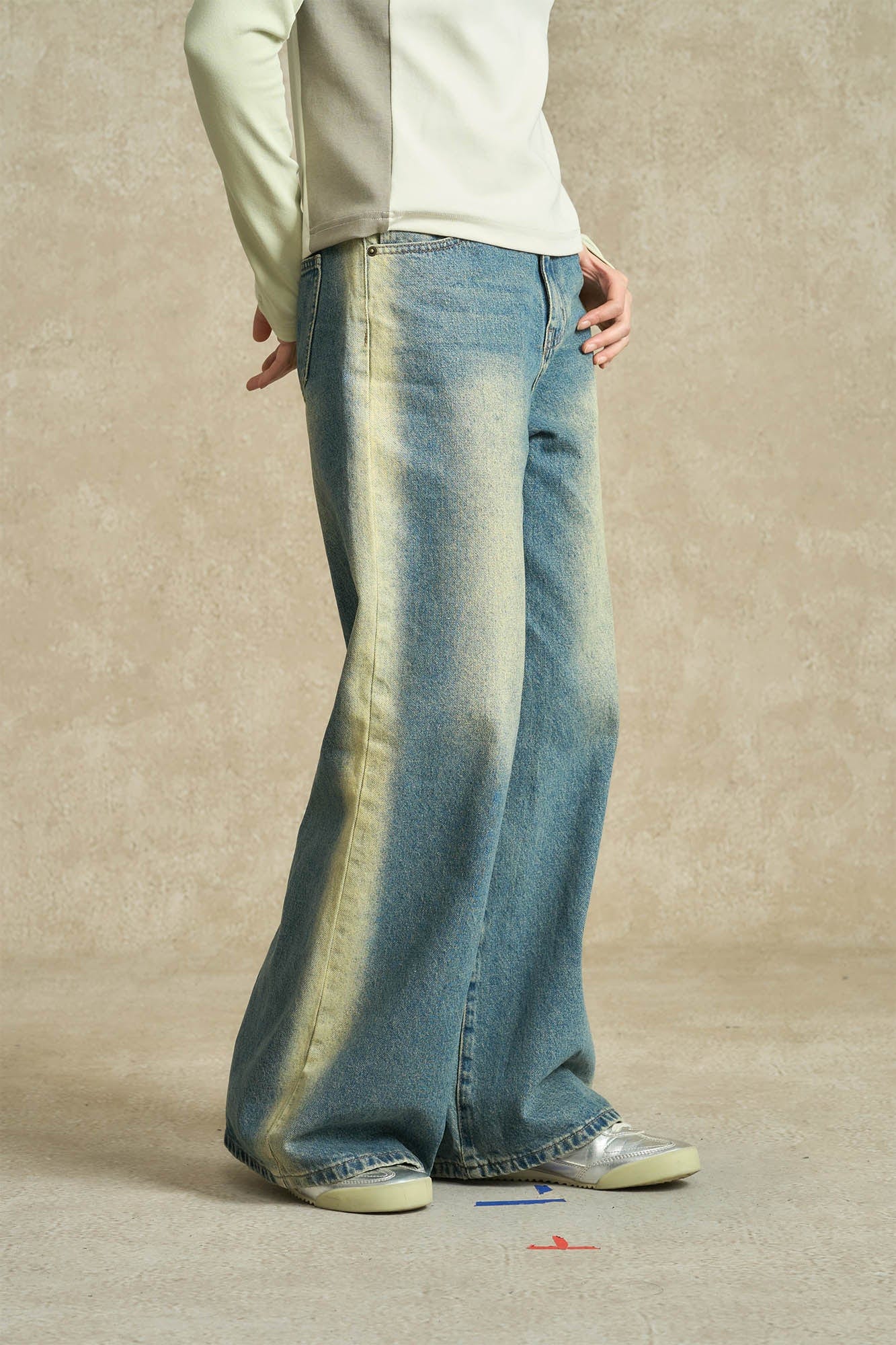 BONELESS Contrast Washed Jeans, premium urban and streetwear designers apparel on PROJECTISR.com, BONELESS