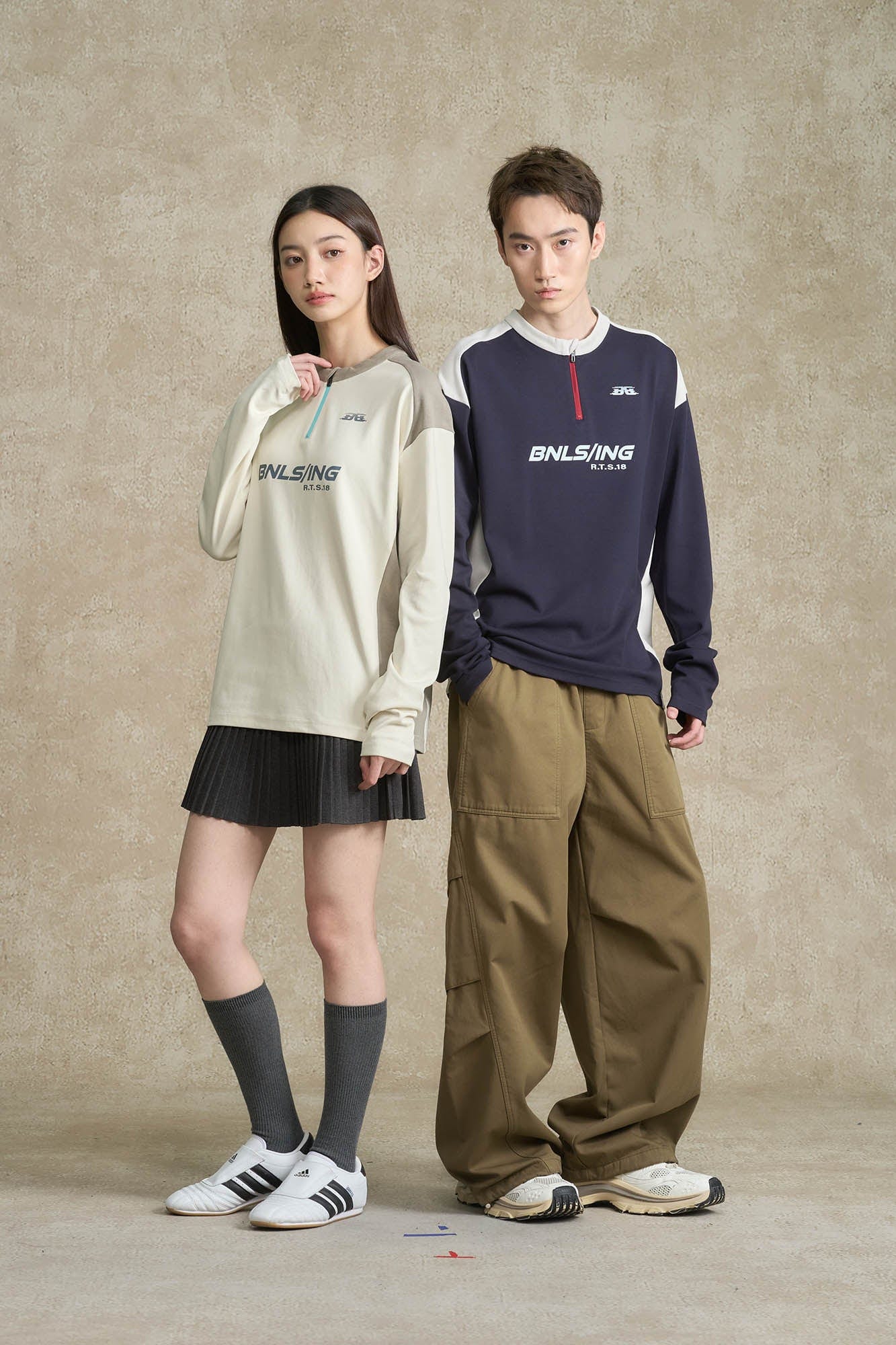 BONELESS Contrast Half-Zip Racing Long-Sleeve Tee, premium urban and streetwear designers apparel on PROJECTISR.com, BONELESS