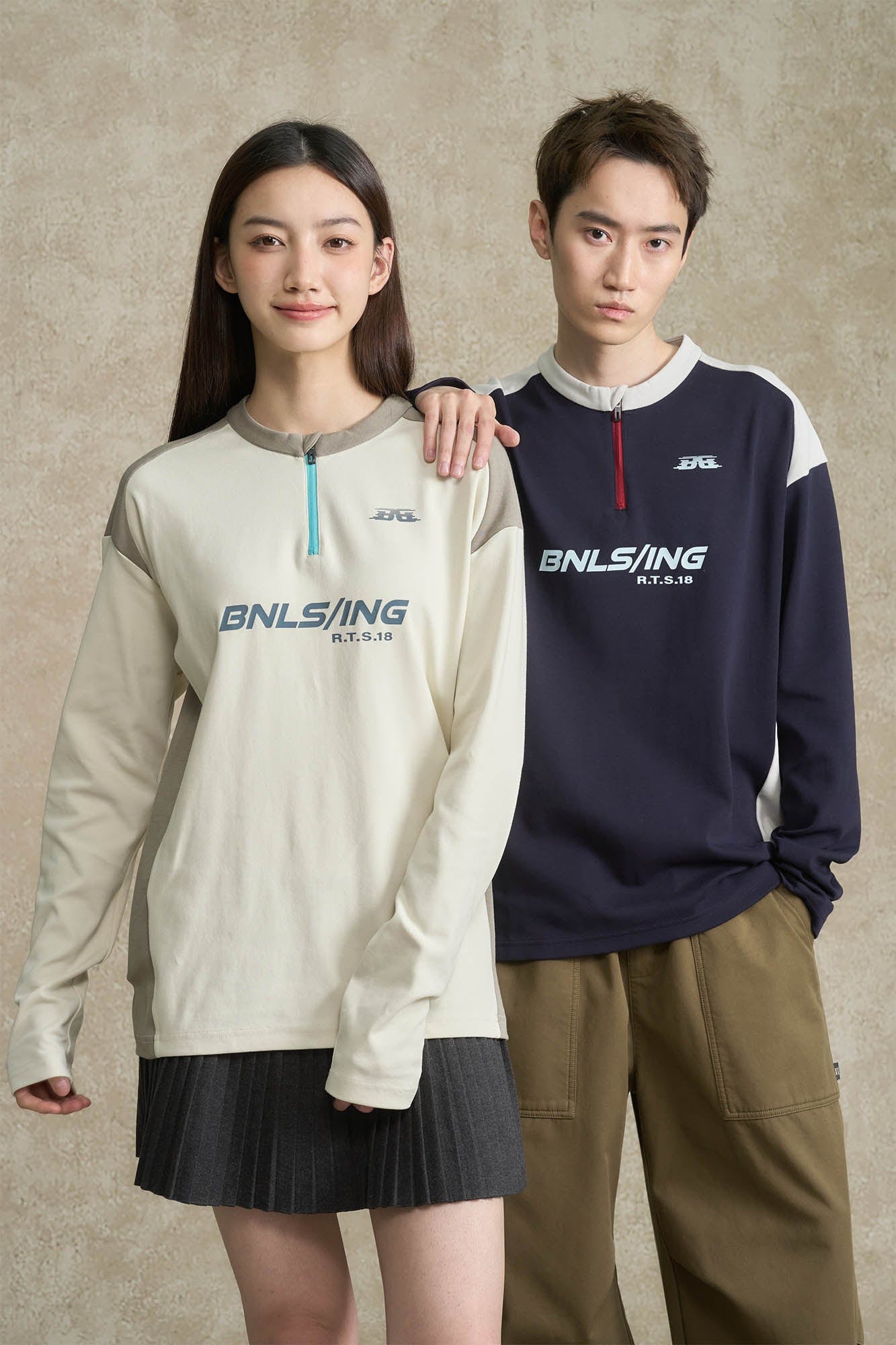 BONELESS Contrast Half-Zip Racing Long-Sleeve Tee, premium urban and streetwear designers apparel on PROJECTISR.com, BONELESS