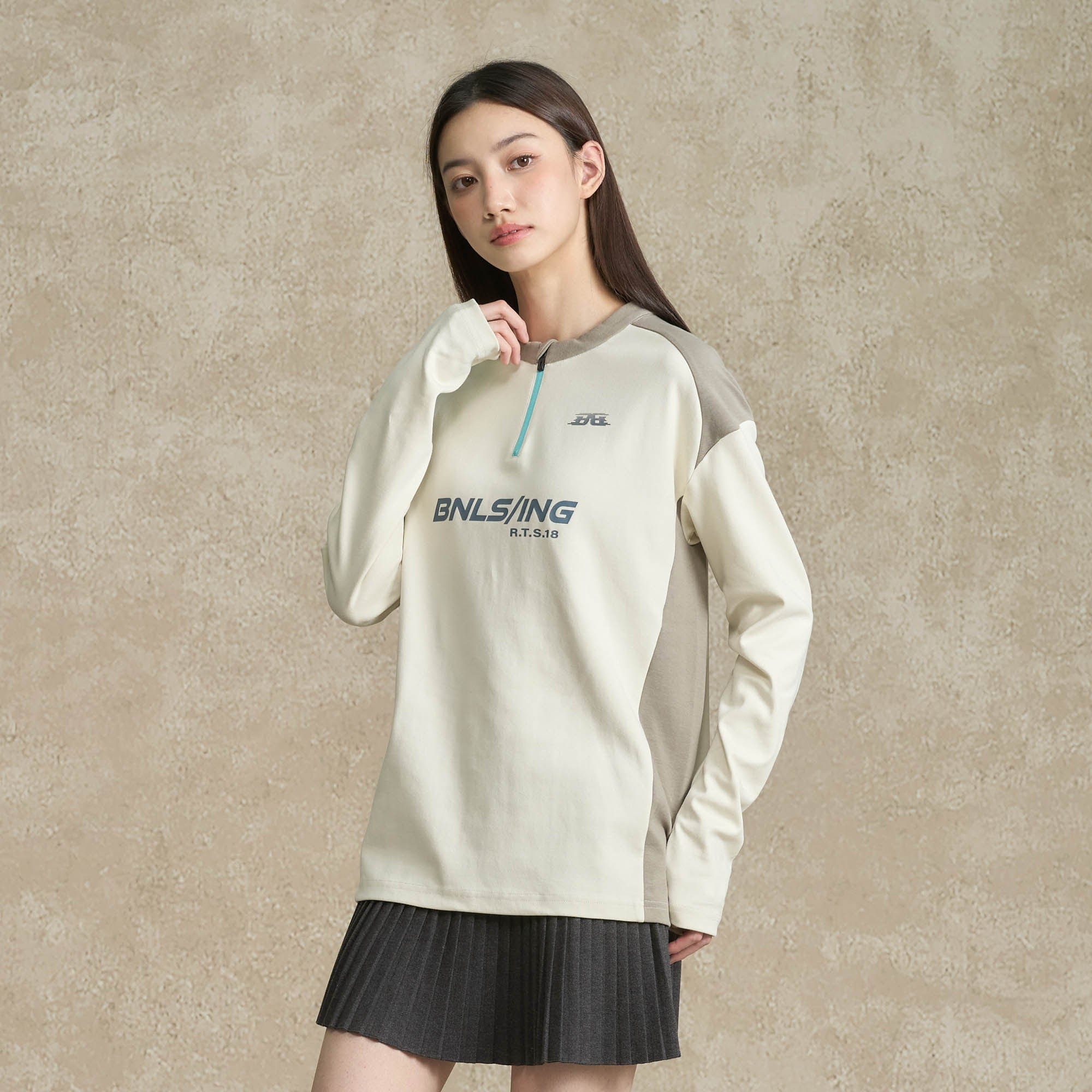 BONELESS Contrast Half-Zip Racing Long-Sleeve Tee, premium urban and streetwear designers apparel on PROJECTISR.com, BONELESS