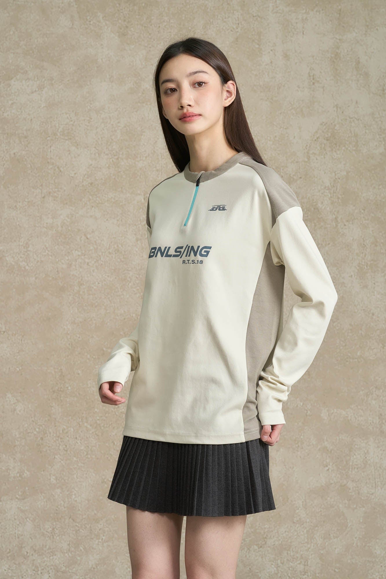 BONELESS Contrast Half-Zip Racing Long-Sleeve Tee, premium urban and streetwear designers apparel on PROJECTISR.com, BONELESS