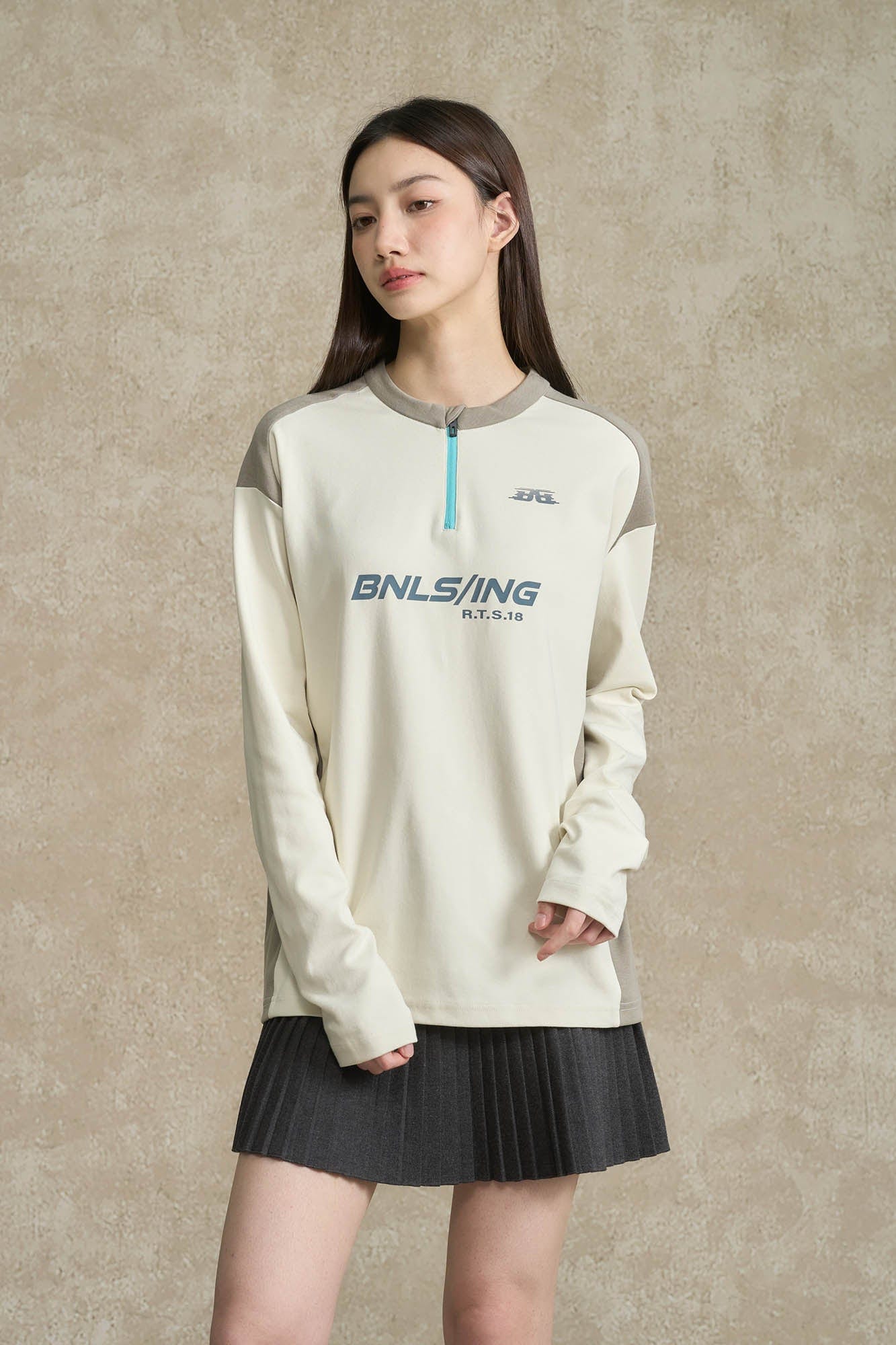 BONELESS Contrast Half-Zip Racing Long-Sleeve Tee, premium urban and streetwear designers apparel on PROJECTISR.com, BONELESS