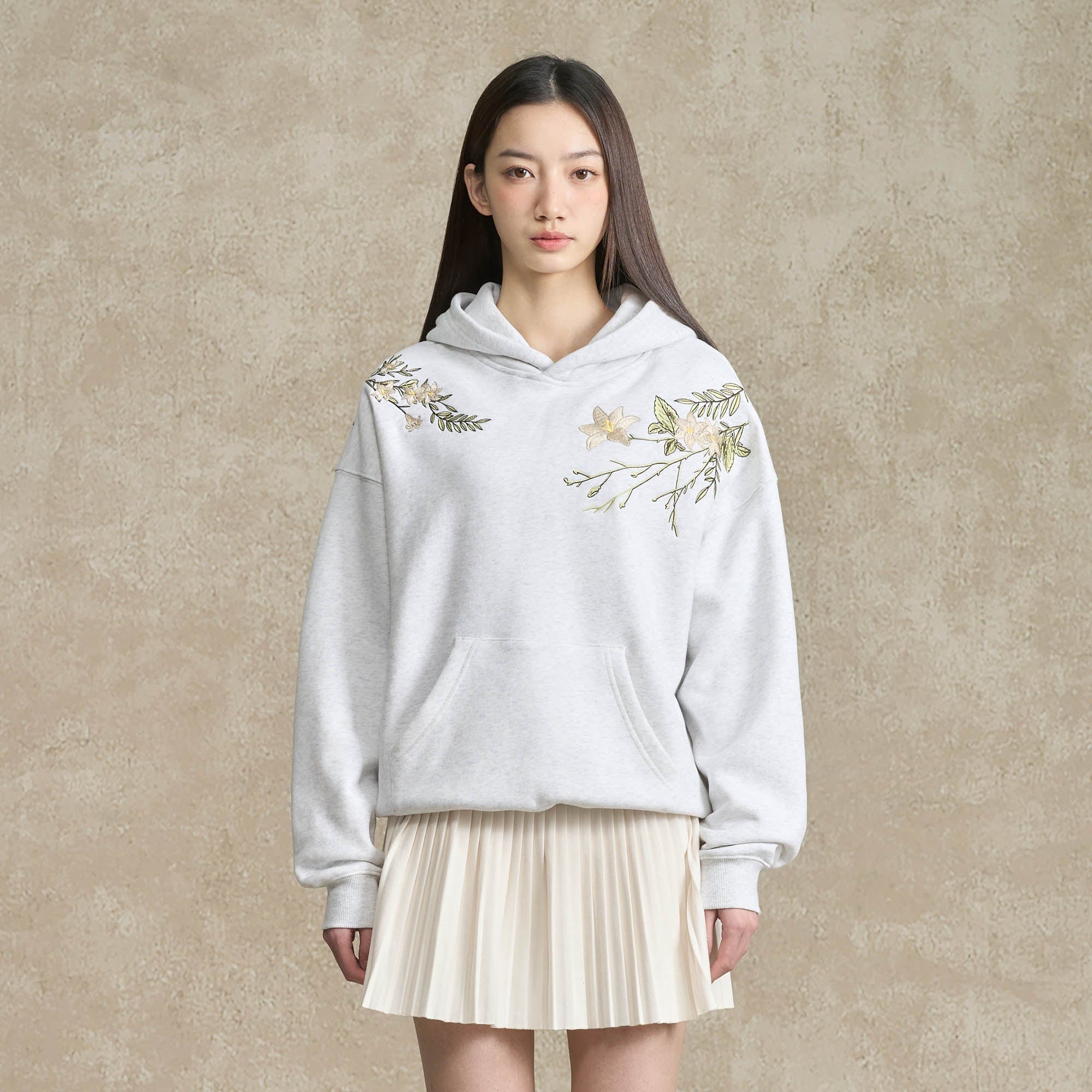 BONELESS Floral Embroidered Fleece-Lined Hoodie, premium urban and streetwear designers apparel on PROJECTISR.com, BONELESS