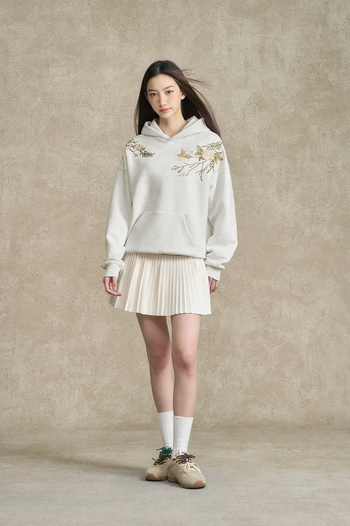 BONELESS Floral Embroidered Fleece-Lined Hoodie, premium urban and streetwear designers apparel on PROJECTISR.com, BONELESS