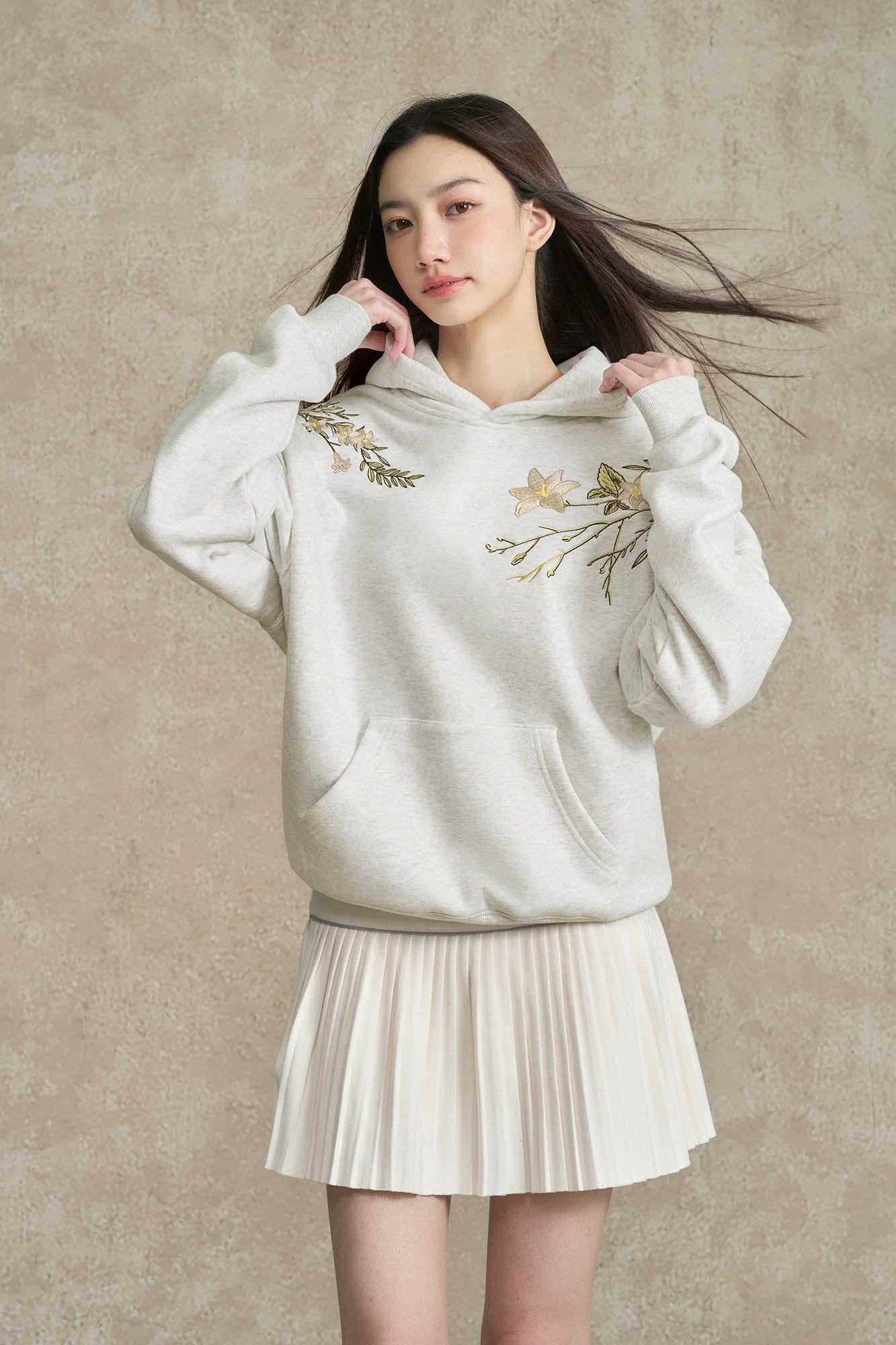 BONELESS Floral Embroidered Fleece-Lined Hoodie, premium urban and streetwear designers apparel on PROJECTISR.com, BONELESS