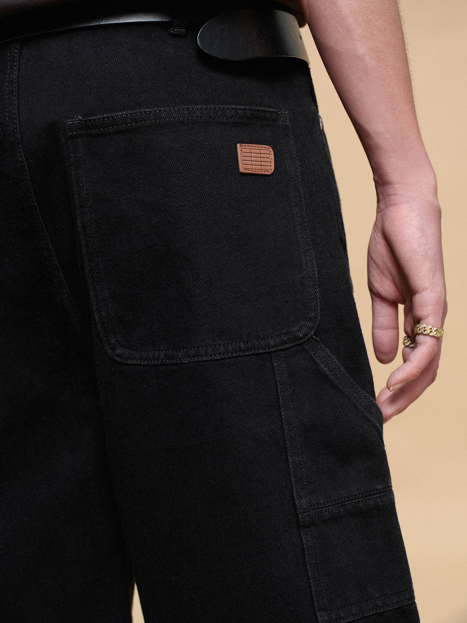 BONELESS Frayed Double-Knee Cargo Shorts Black, premium urban and streetwear designers apparel on PROJECTISR.com, BONELESS
