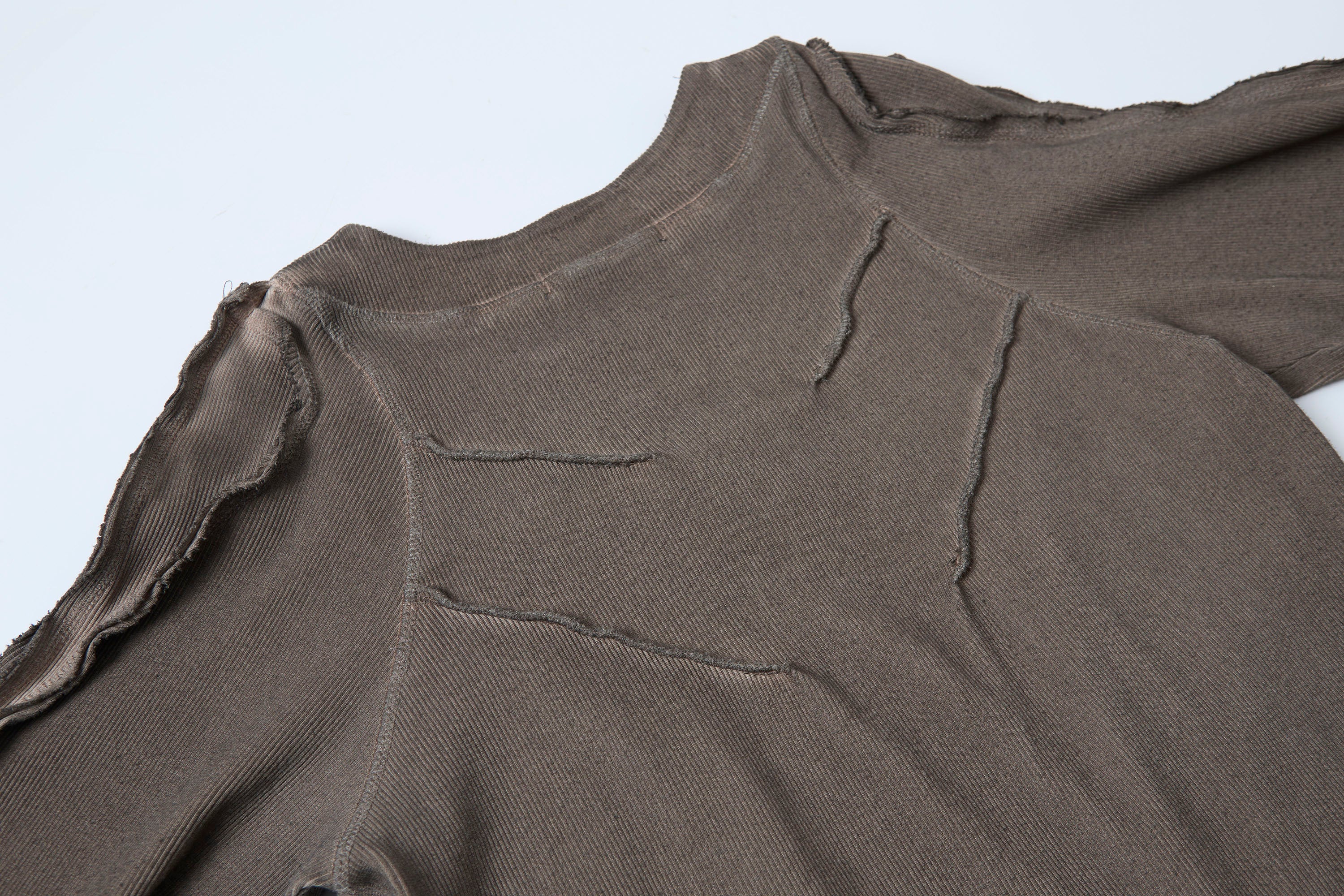 CLP Distressed Raw-Seam Paneled Long-Sleeve Tee, premium urban and streetwear designers apparel on PROJECTISR.com, CLP