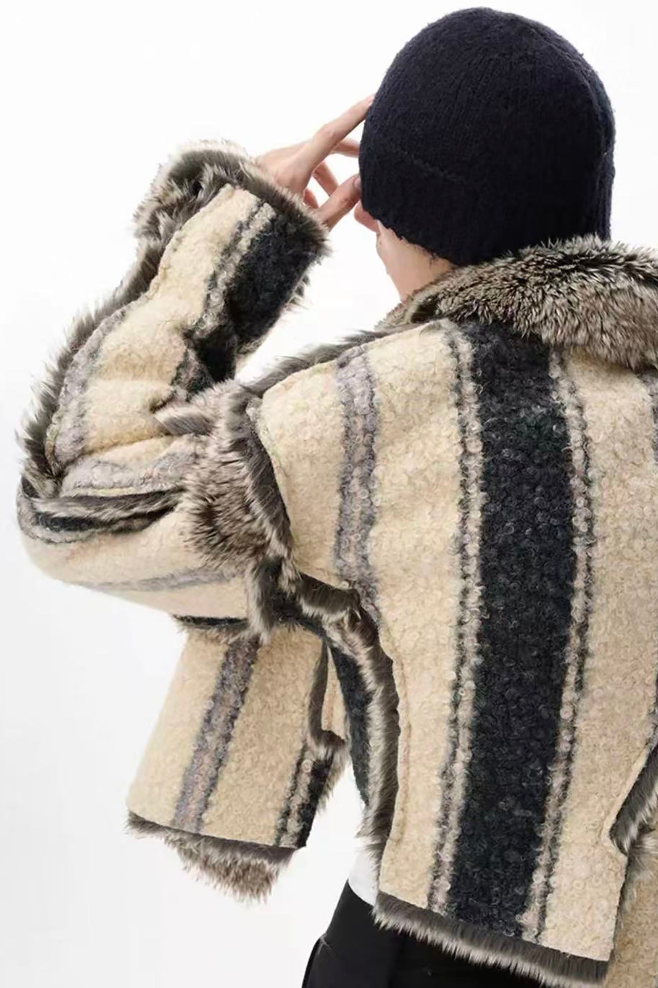 TUIMU Reversible Faux Fur Cropped Jacket, premium urban and streetwear designers apparel on PROJECTISR.com, TUIMU