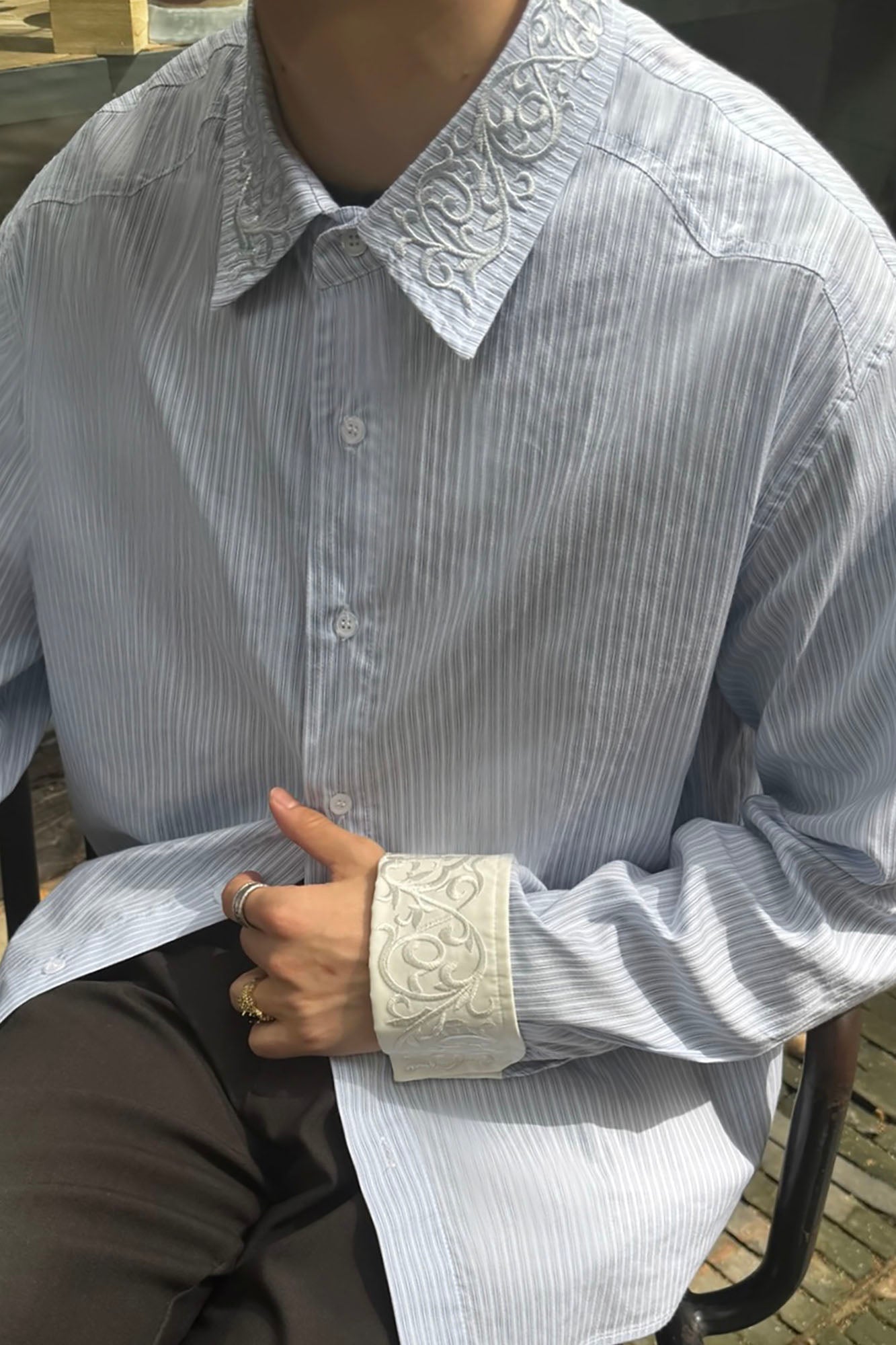CATSSTAC Vine Embroidered Striped Shirt, premium urban and streetwear designers apparel on PROJECTISR.com, CATSSTAC