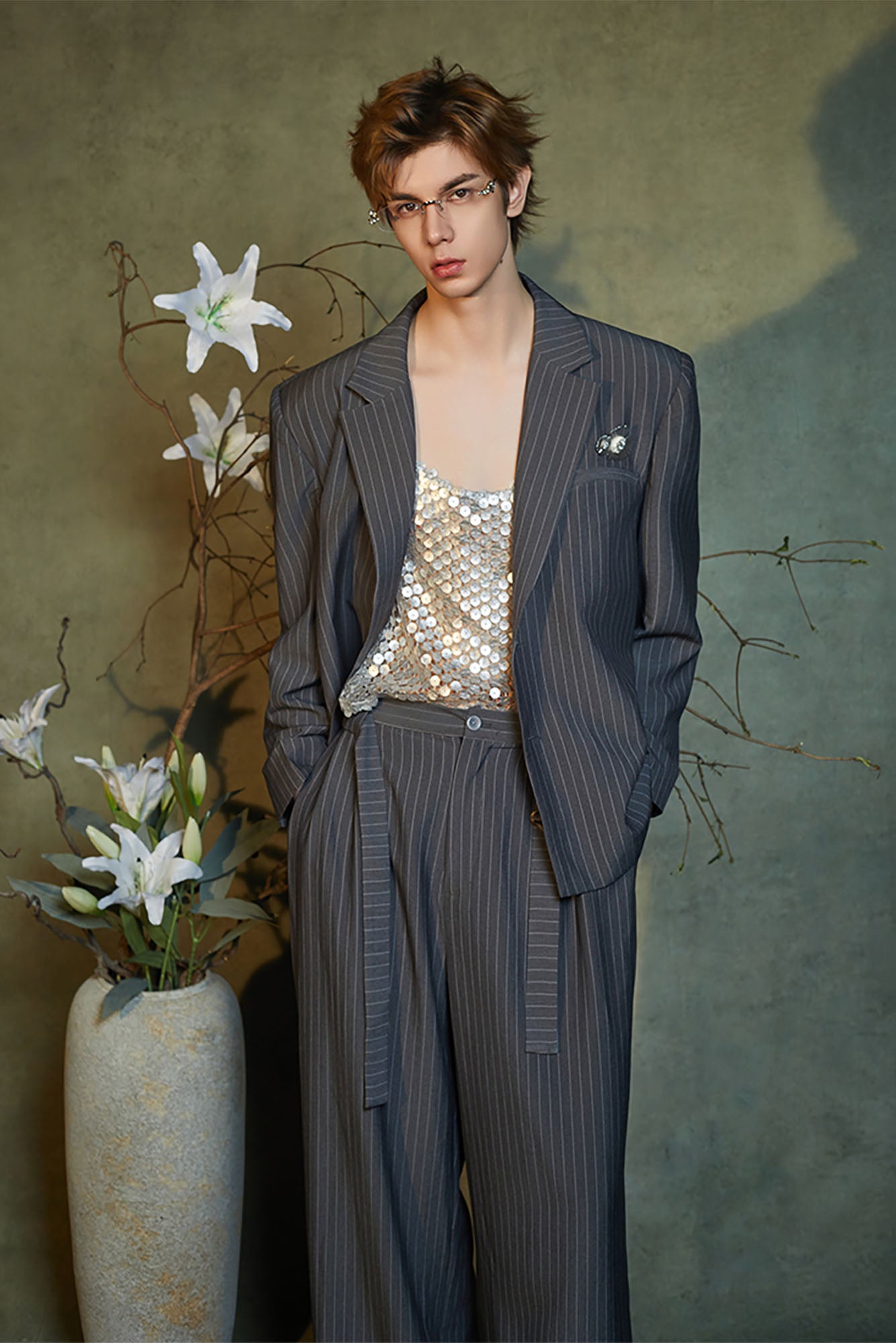 JIECHI Classic Pinstriped Blazer, premium urban and streetwear designers apparel on PROJECTISR.com, JIECHI