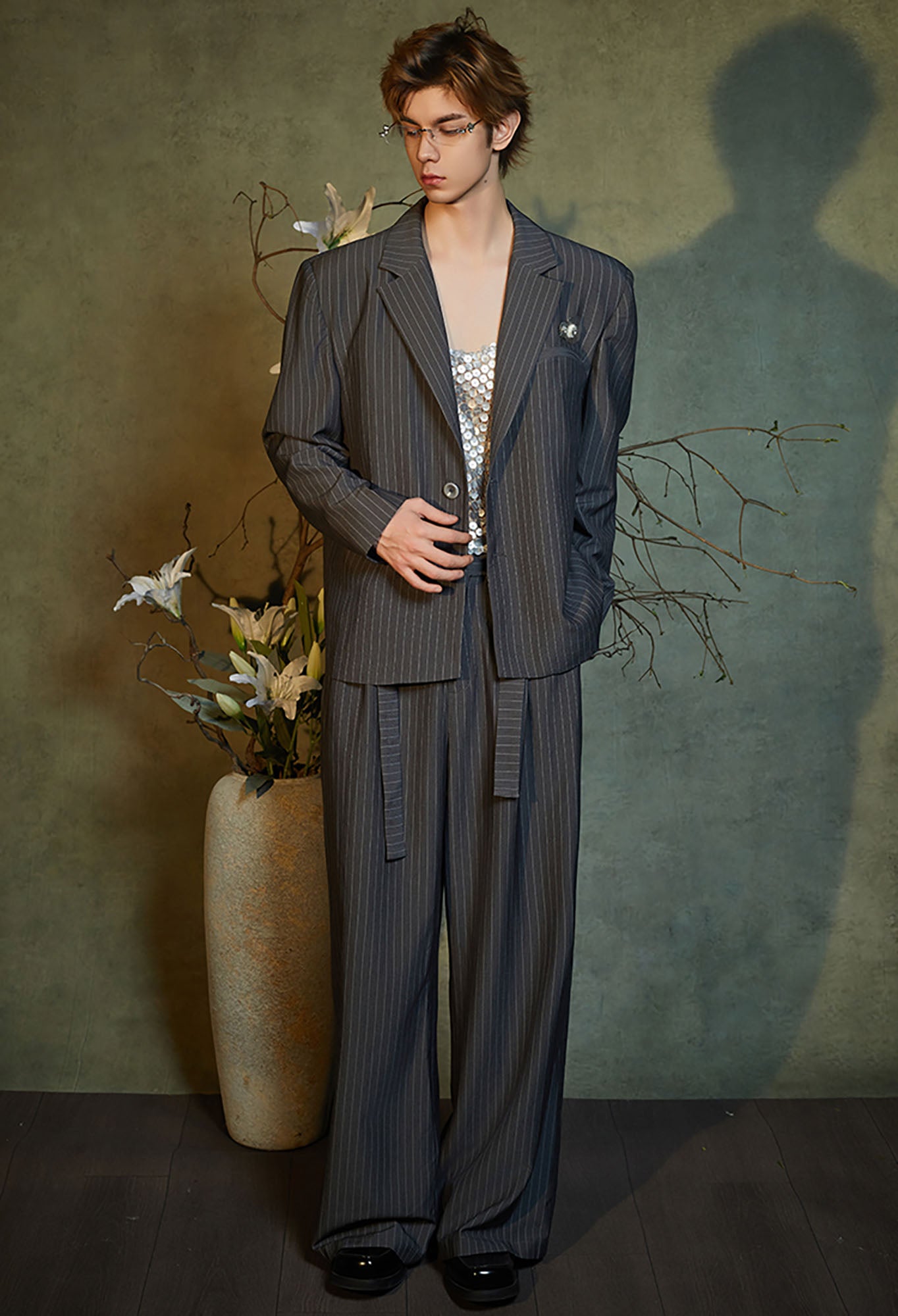 JIECHI Classic Pinstriped Blazer, premium urban and streetwear designers apparel on PROJECTISR.com, JIECHI