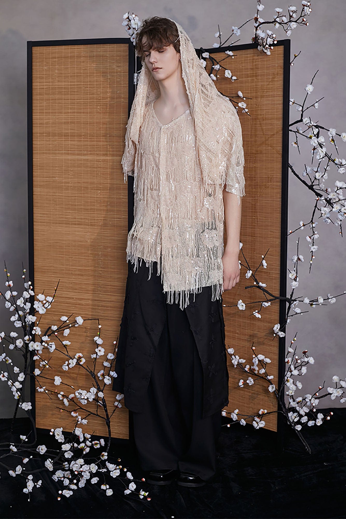 JIECHI Asymmetrical Bow Embroidery Slit Skort, premium urban and streetwear designers apparel on PROJECTISR.com, JIECHI
