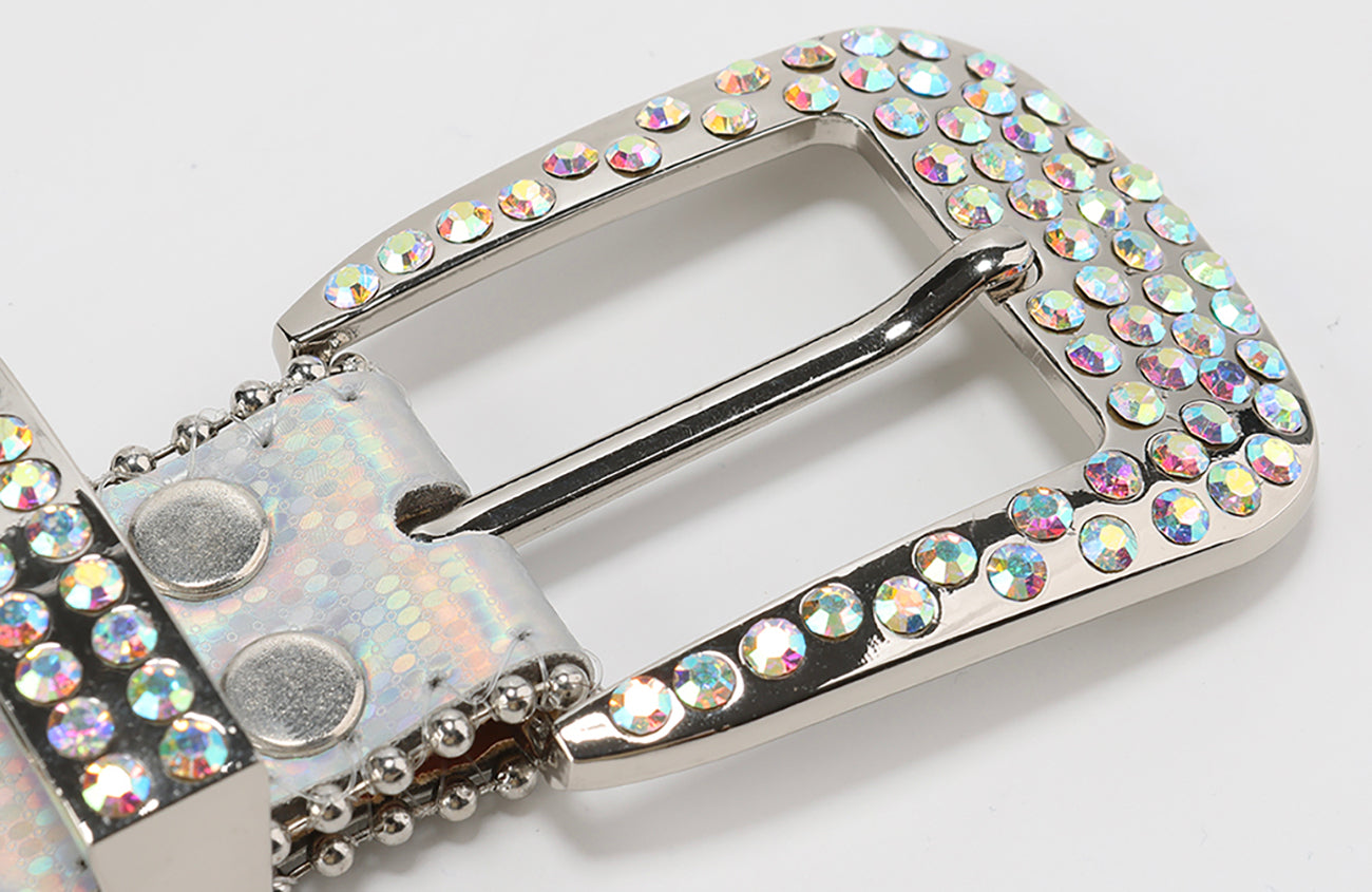 CYCYCY Iridescent Diamond Studded Buckle Belt