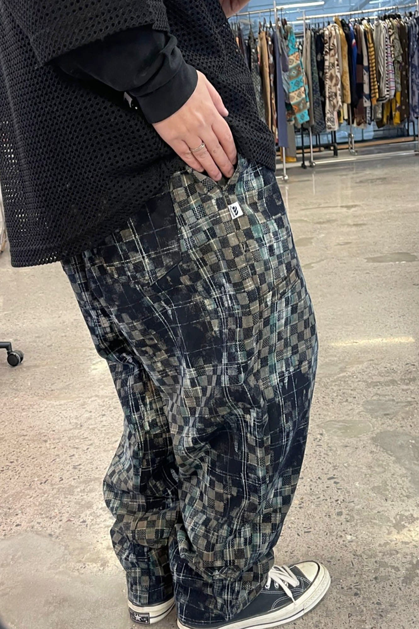 ME DA IGUAL Tie-Dye Washed Camo Checks Elastic Pants, premium urban and streetwear designers apparel on PROJECTISR.com, ME DA IGUAL