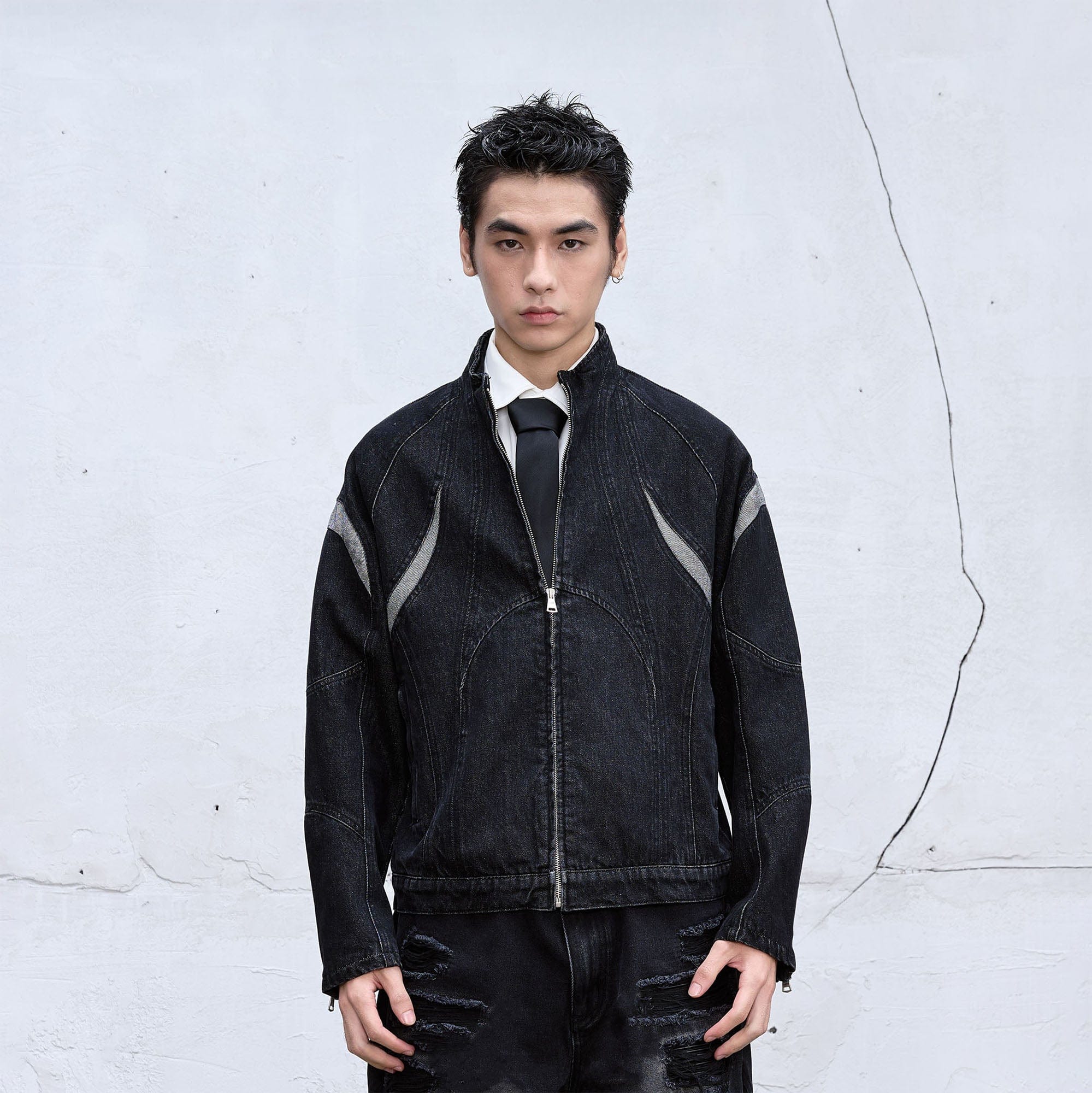 CATSSTAC Contrast Panel Denim Jacket, premium urban and streetwear designers apparel on PROJECTISR.com, CATSSTAC