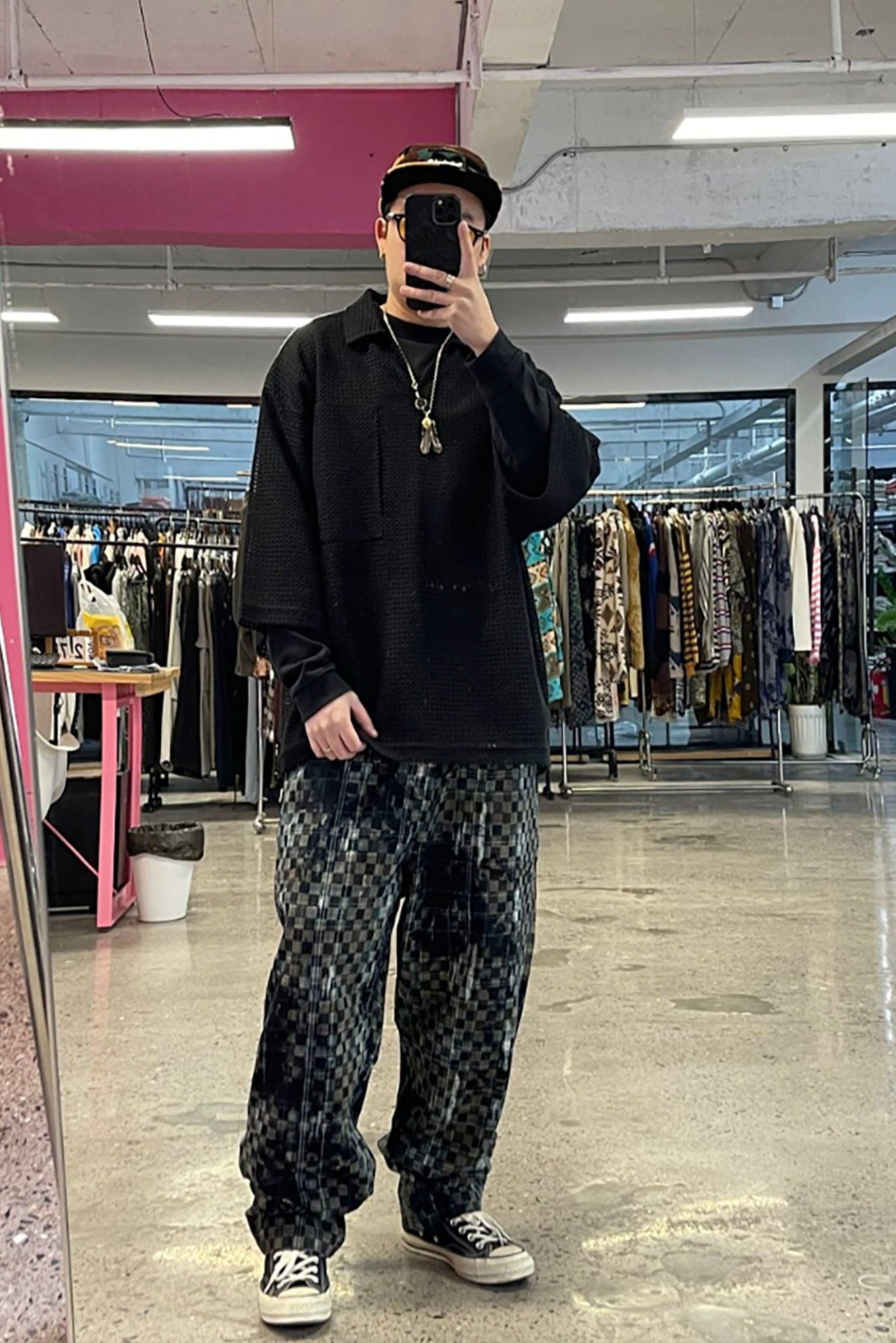 ME DA IGUAL Tie-Dye Washed Camo Checks Elastic Pants, premium urban and streetwear designers apparel on PROJECTISR.com, ME DA IGUAL