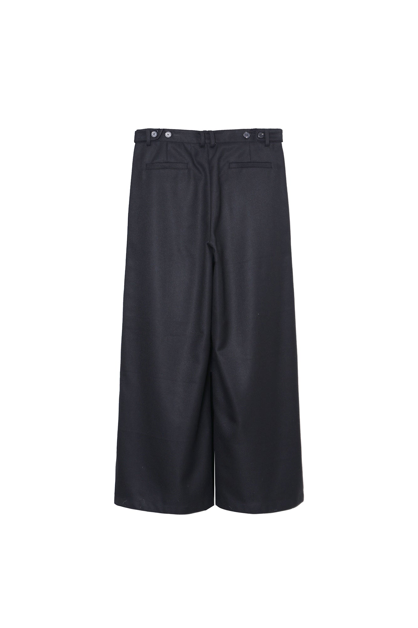 ASSEEN Asymmetrical Tab Pleated Wide-Leg Pants Black, premium urban and streetwear designers apparel on PROJECTISR.com, ASSEEN