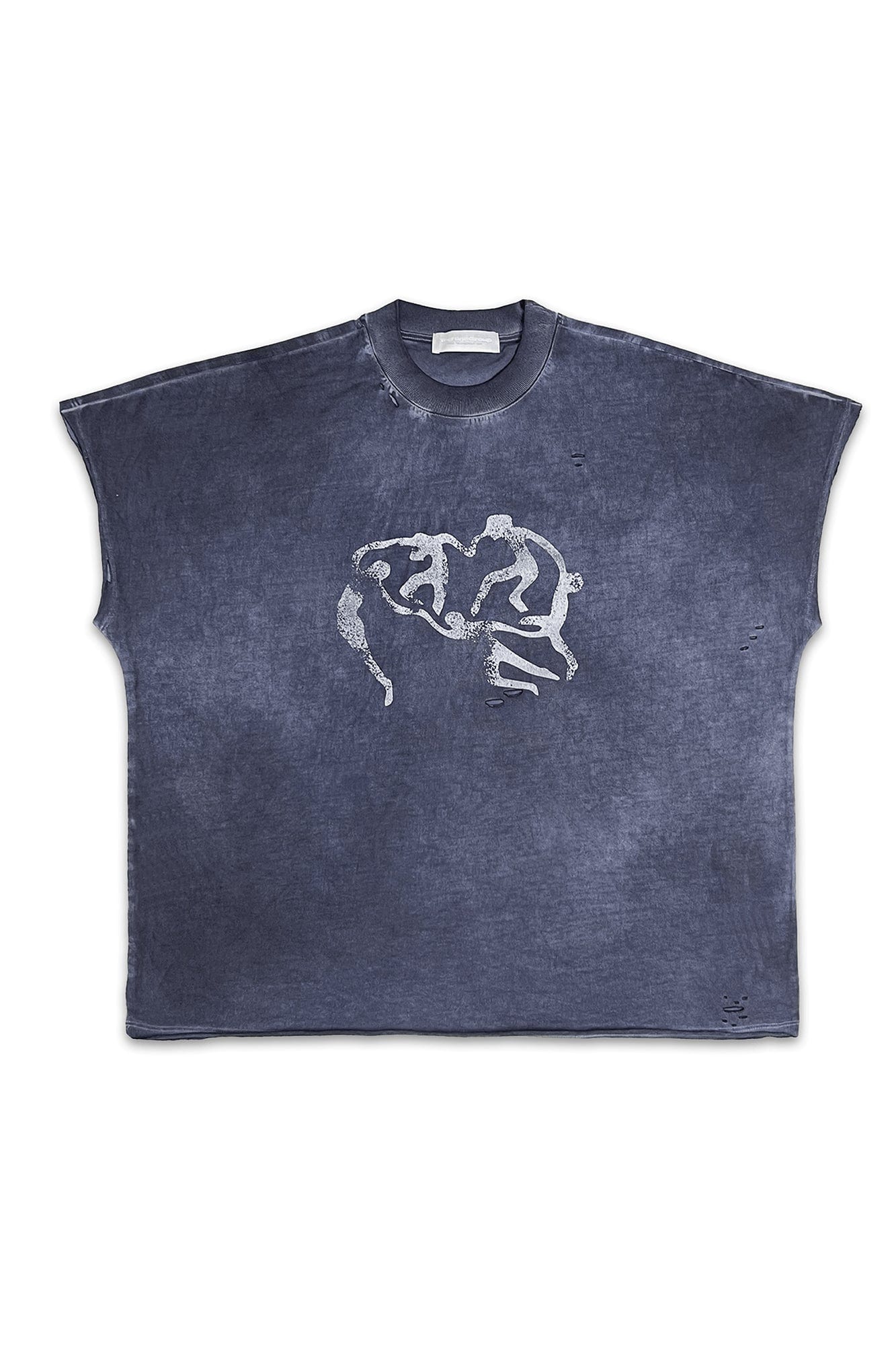 TECNINEGROUP Distressed Blue-Dyed Graphic T-Shirt, premium urban and streetwear designers apparel on PROJECTISR.com, TECNINEGROUP