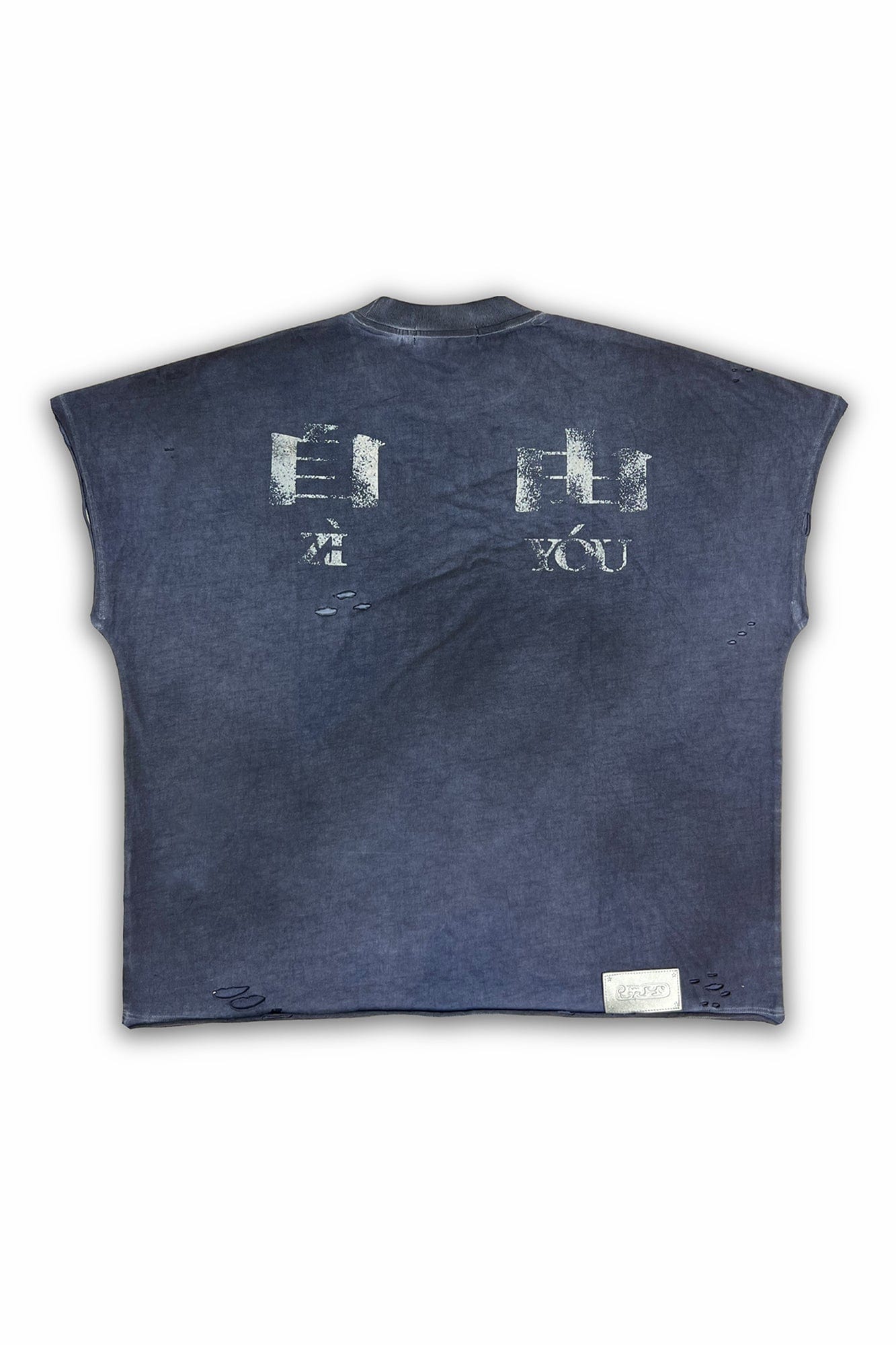 TECNINEGROUP Distressed Blue-Dyed Graphic T-Shirt, premium urban and streetwear designers apparel on PROJECTISR.com, TECNINEGROUP