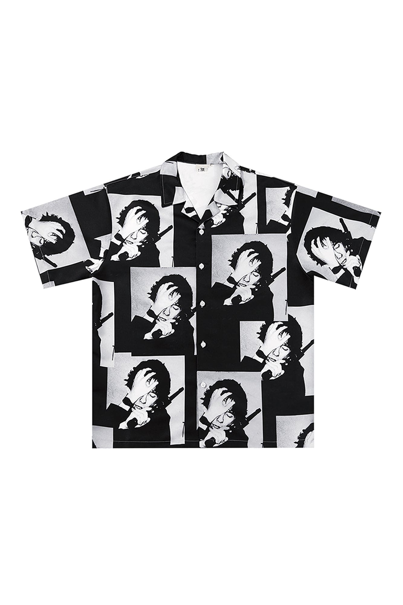 TECNINEGROUP Pop Art Portrait Graphic Cuban Half Shirt, premium urban and streetwear designers apparel on PROJECTISR.com, TECNINEGROUP