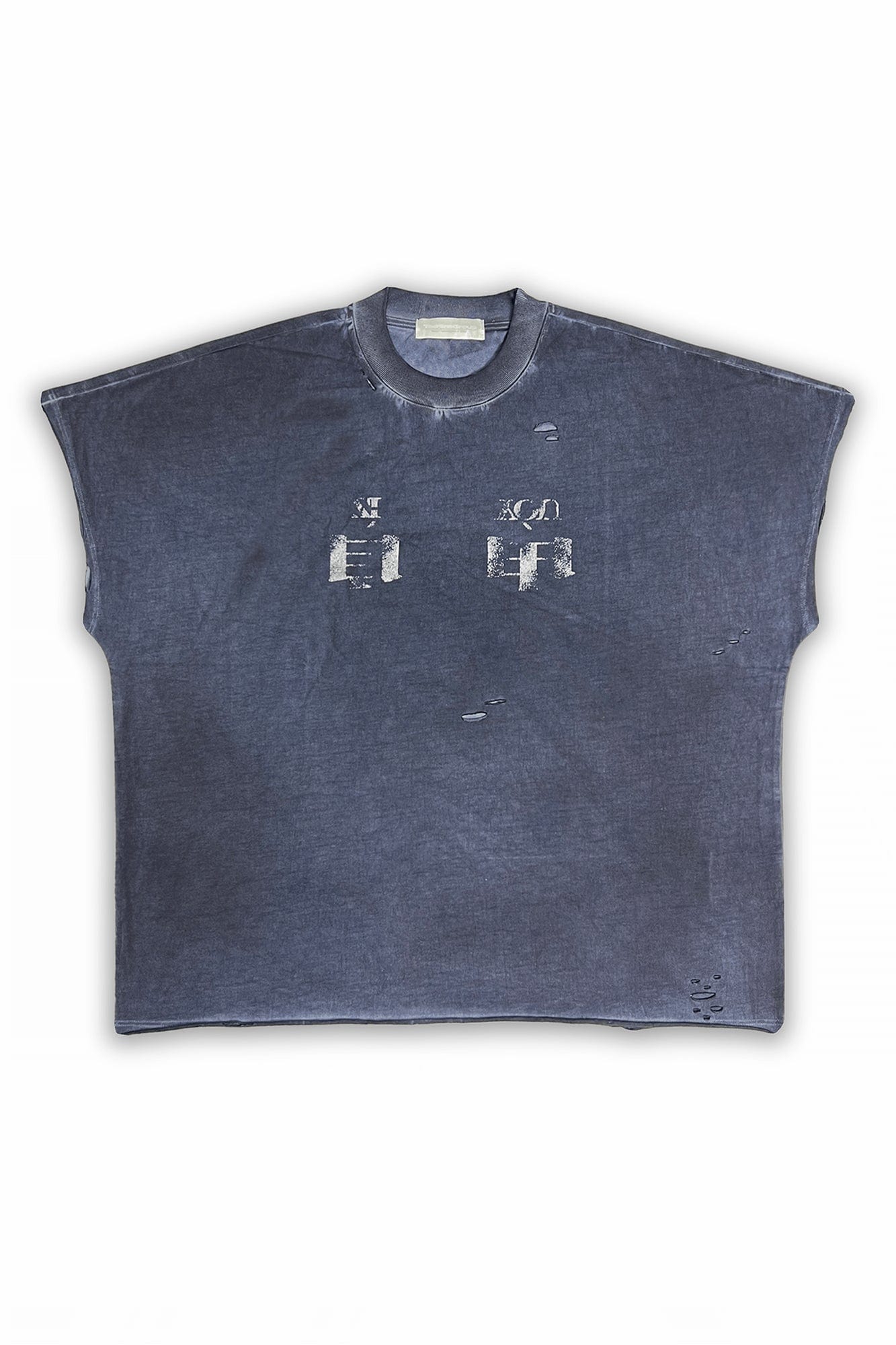TECNINEGROUP Distressed Blue-Dyed Graphic T-Shirt, premium urban and streetwear designers apparel on PROJECTISR.com, TECNINEGROUP