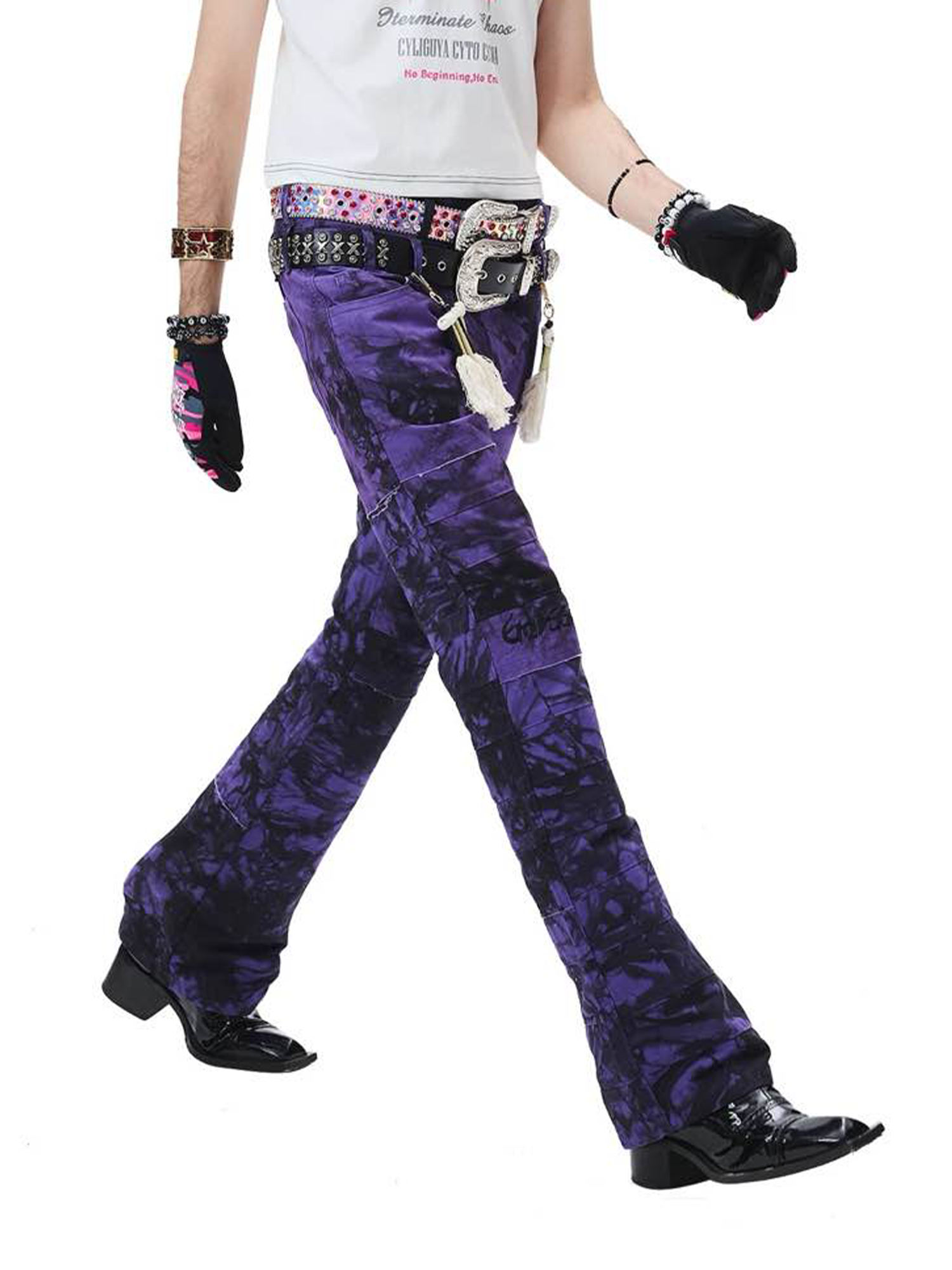 ERISSTOFF Tie-Dye Dual-Waist Flared Jeans