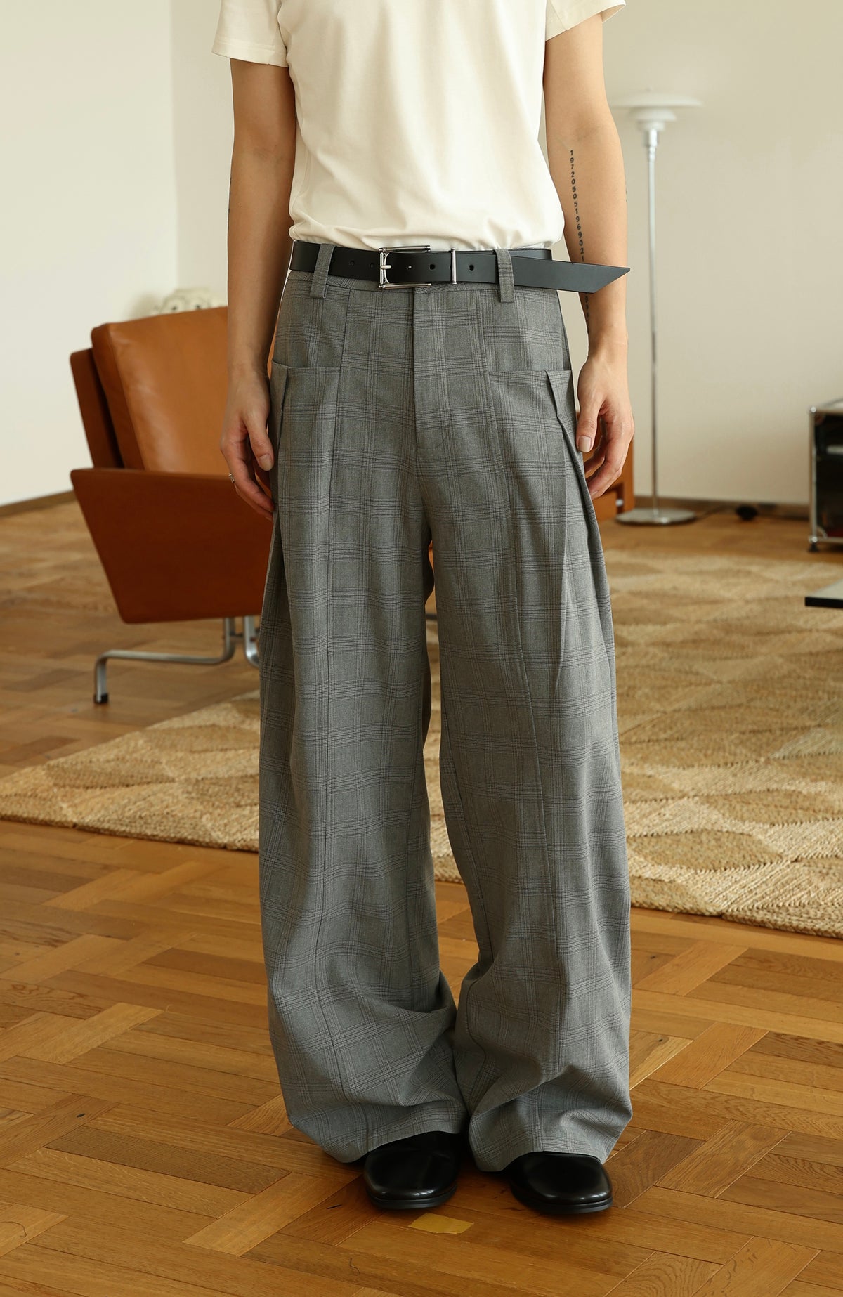 OKAYTHXBYE Plaid Wide-Leg Trousers