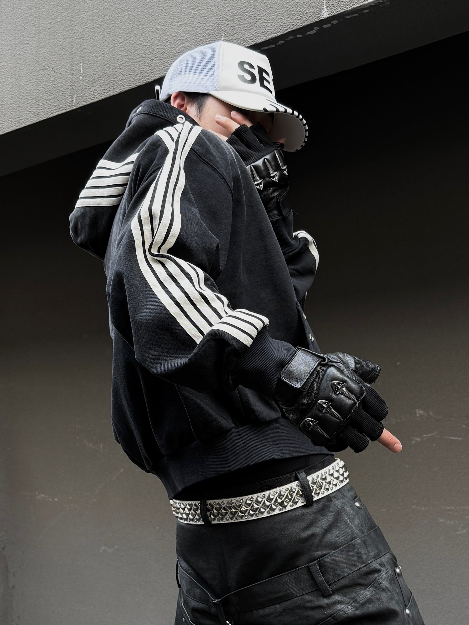 TH4SWE Washed Striped Hooded Jacket
