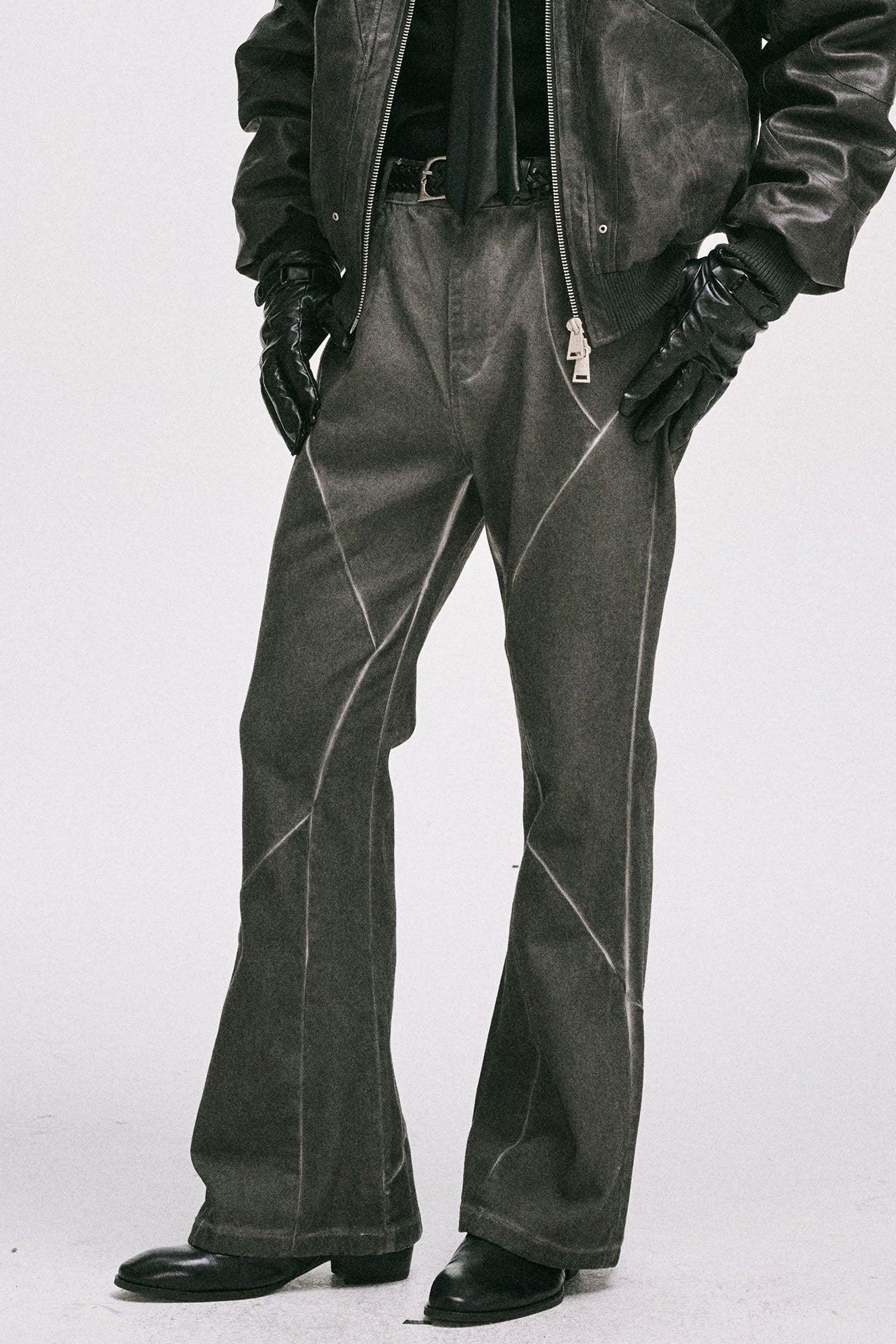 CATSSTAC Crosscut Washed Denim Pants, premium urban and streetwear designers apparel on PROJECTISR.com, CATSSTAC