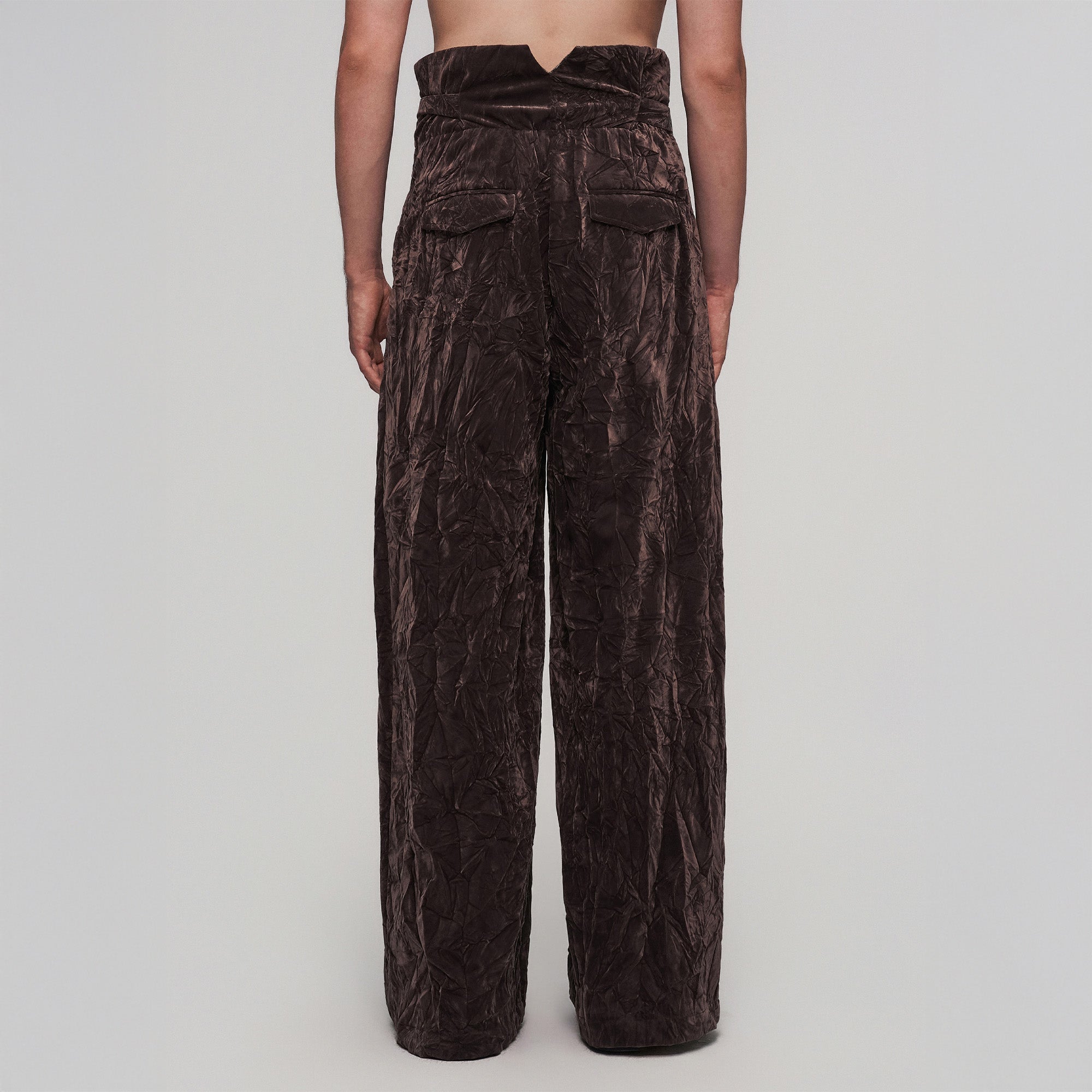 ILNya Nieternite Nifutur Velvet High-Waisted Pleated Wide-Leg Pants