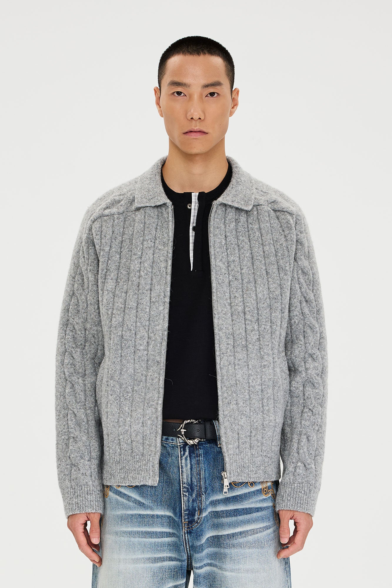 CATSSTAC Essential Wool-Blend Cable Knit Jacket
