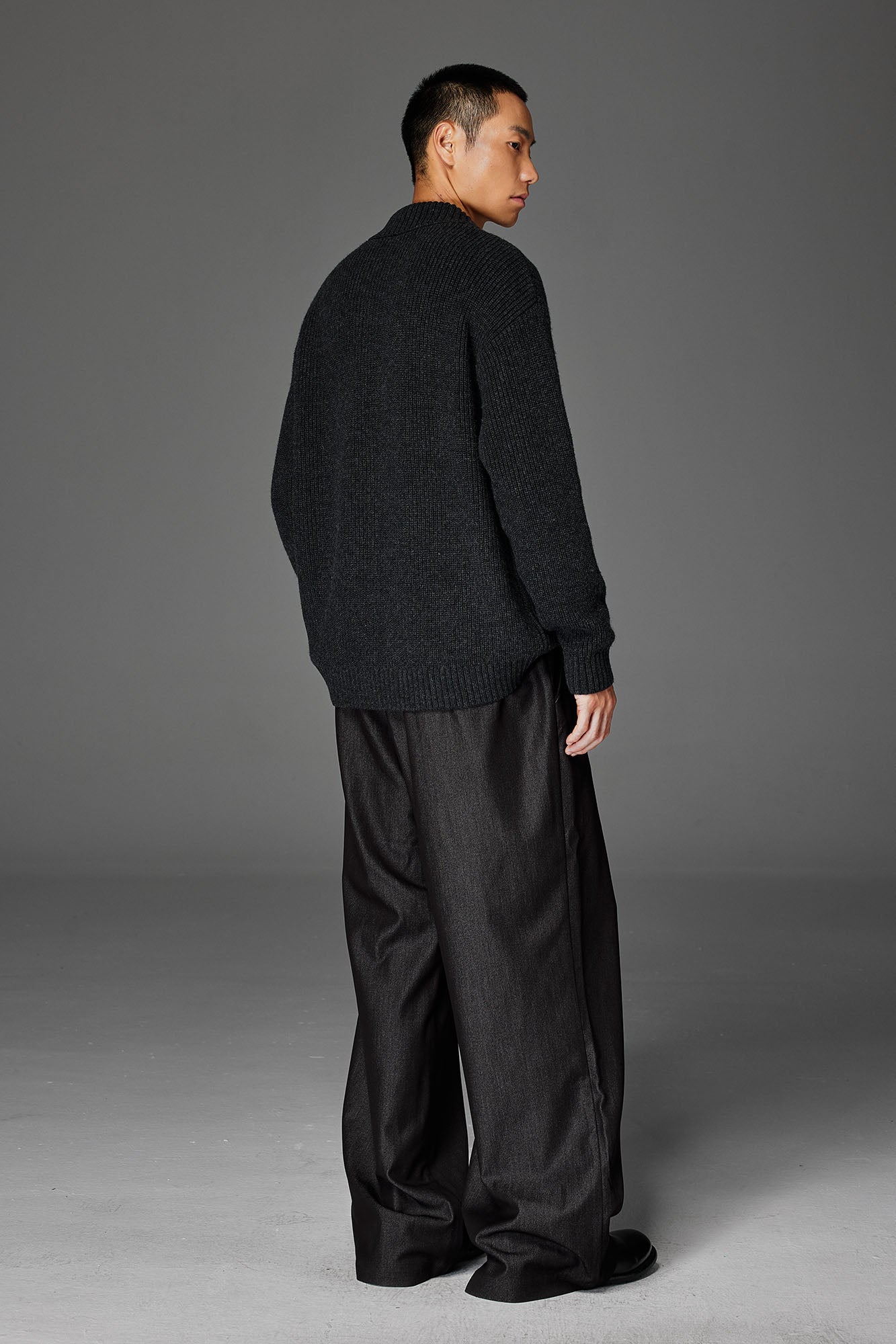 CATSSTAC Wool-Blend Shawl-Collar Cable Knit Sweater