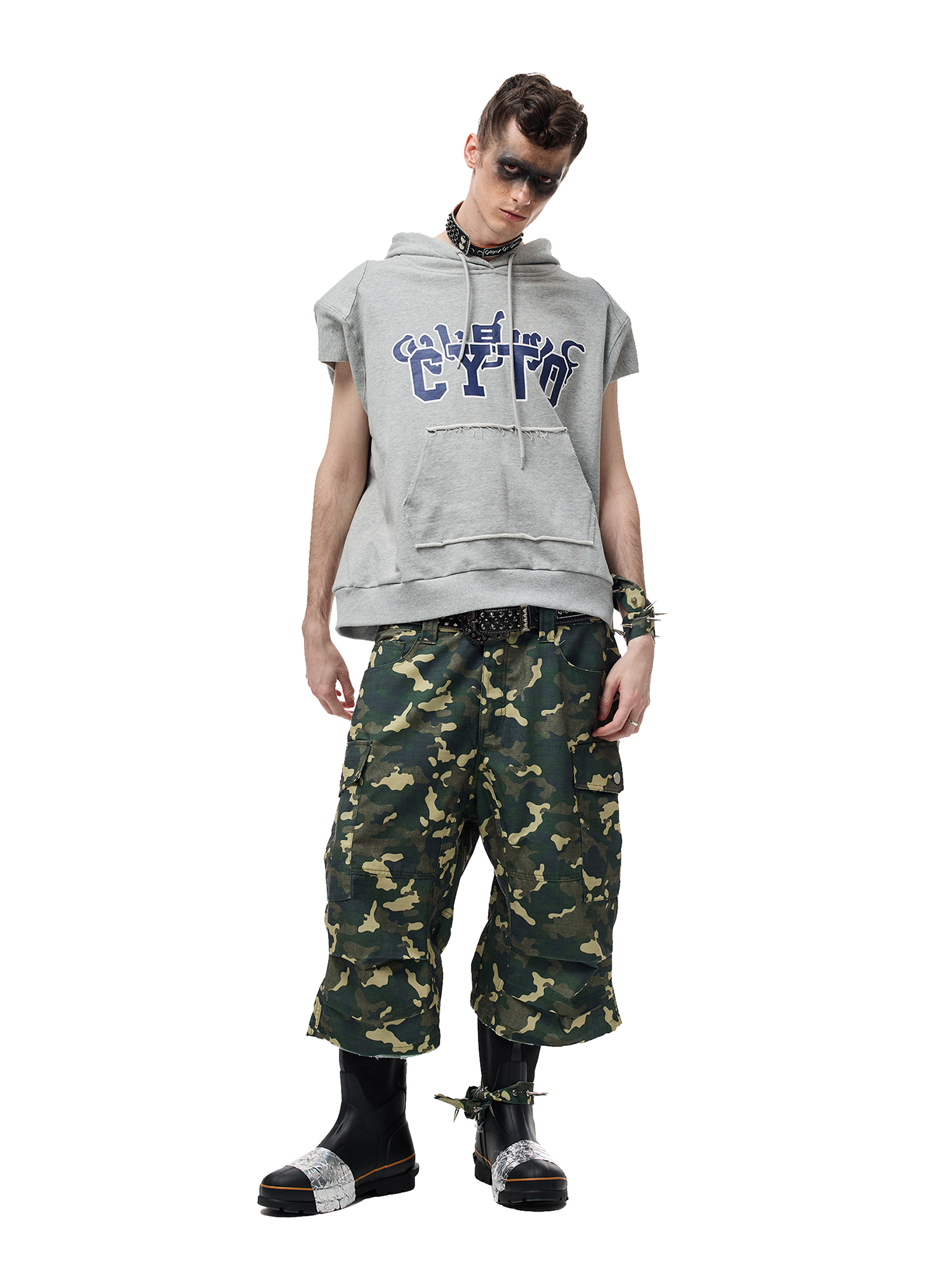 CYCYCY Camo Wide-Leg Cargo Shorts