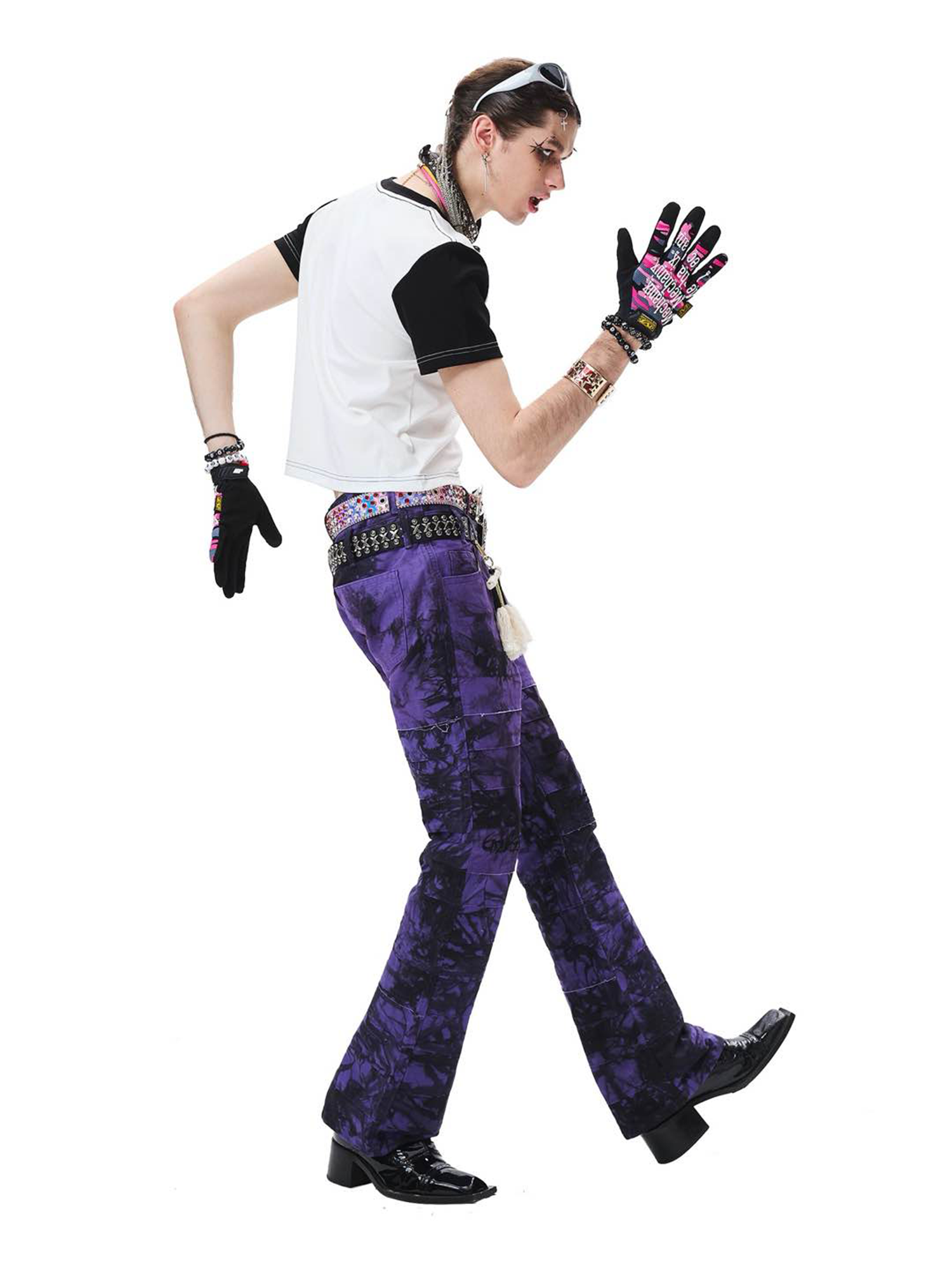 ERISSTOFF Tie-Dye Dual-Waist Flared Jeans
