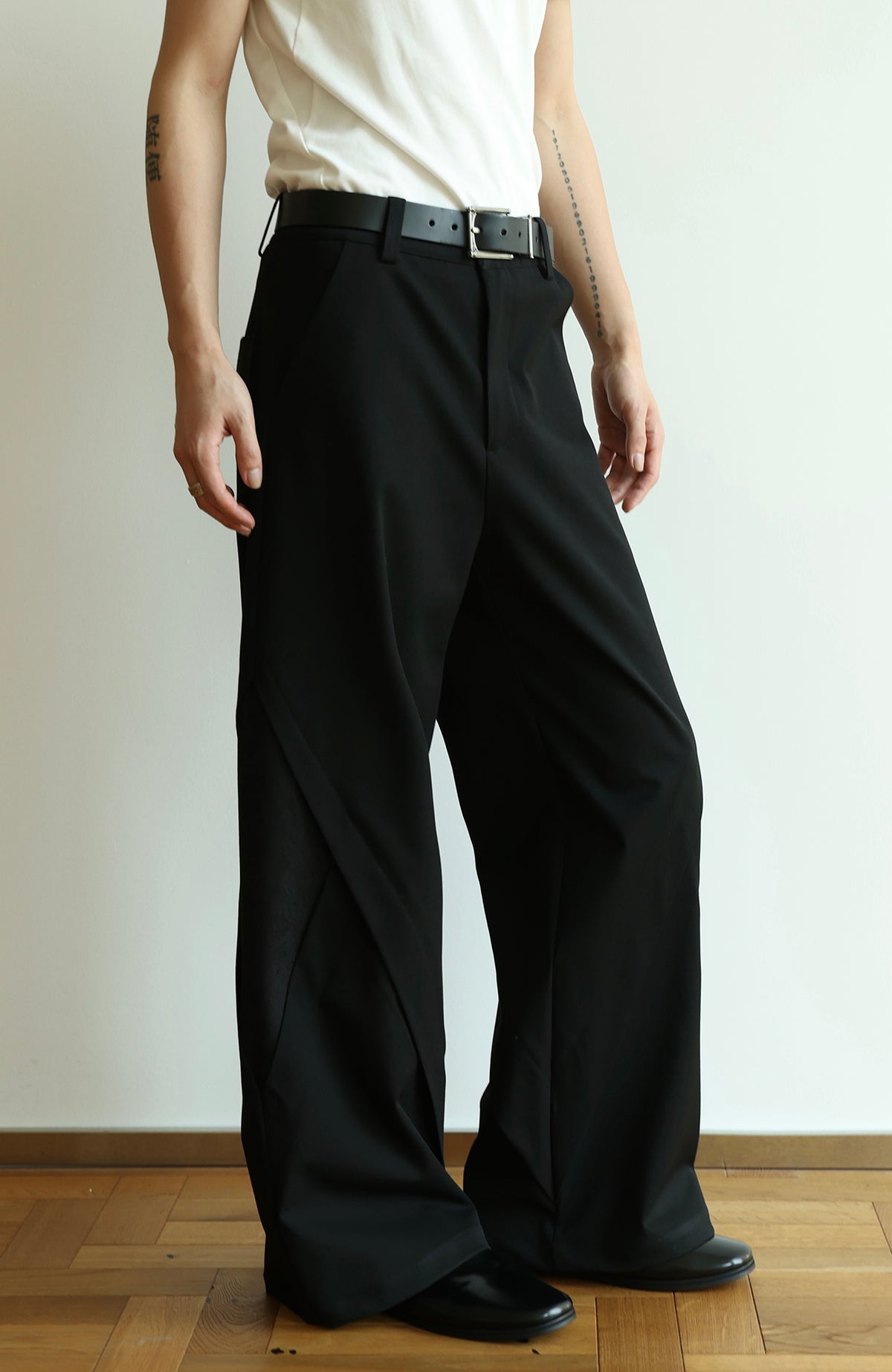 OKAYTHXBYE Deconstructed Spliced Wide-Leg Trousers