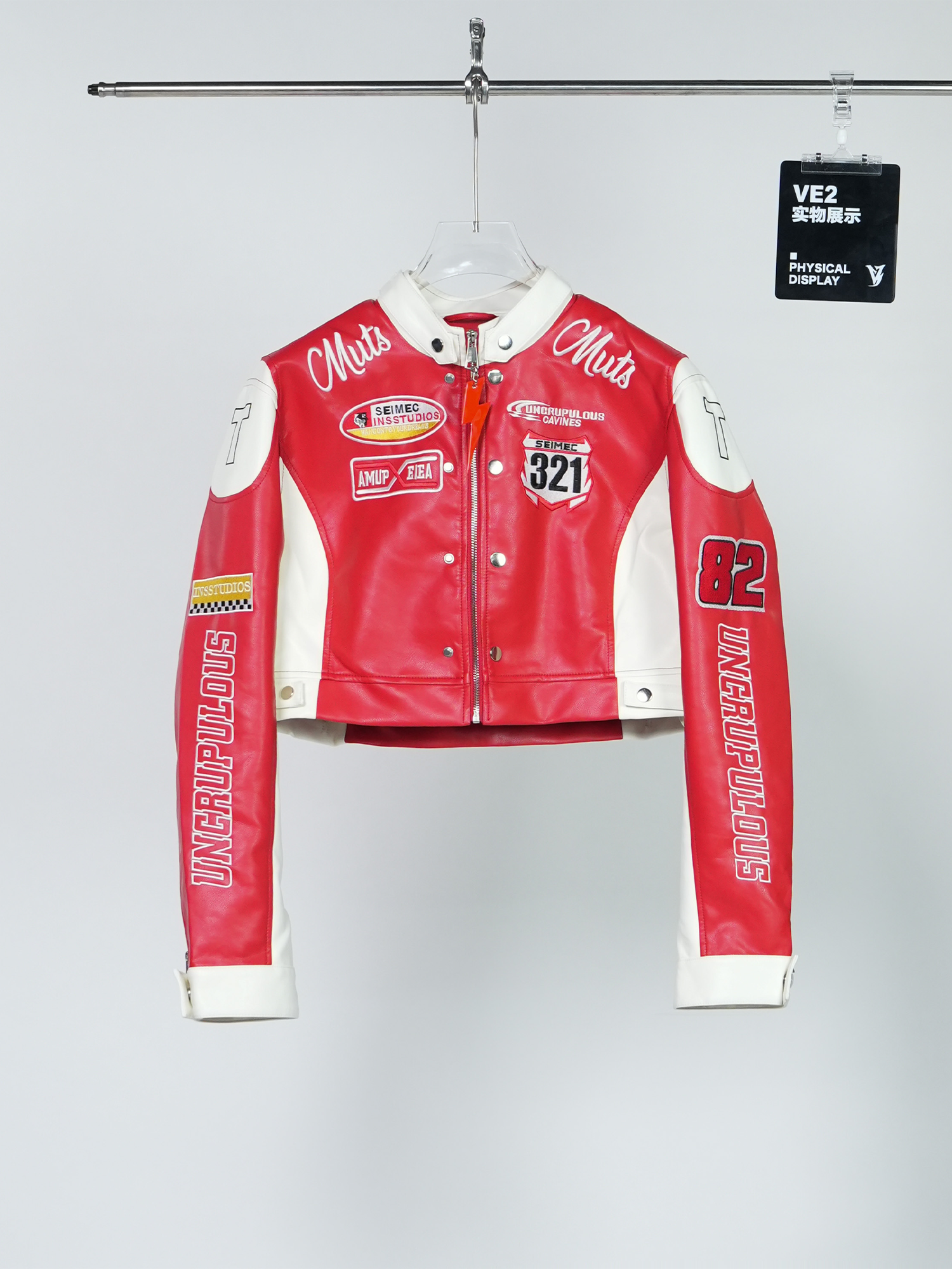 VE2 Contrast Faux Leather Biker Jacket