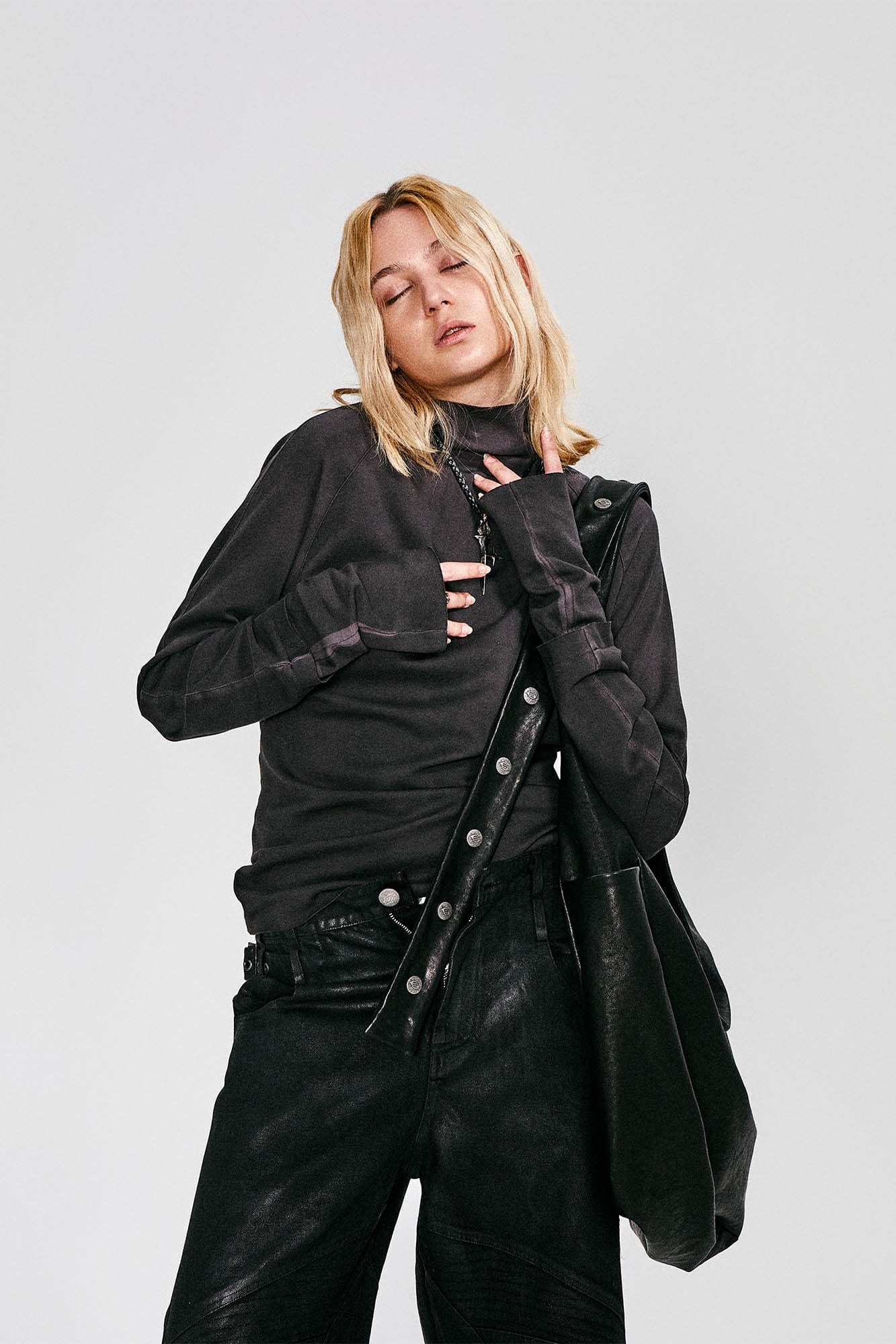 FLYERRER High Neck Slim-Fit Long-Sleeve Tee, premium urban and streetwear designers apparel on PROJECTISR.com, FLYERRER