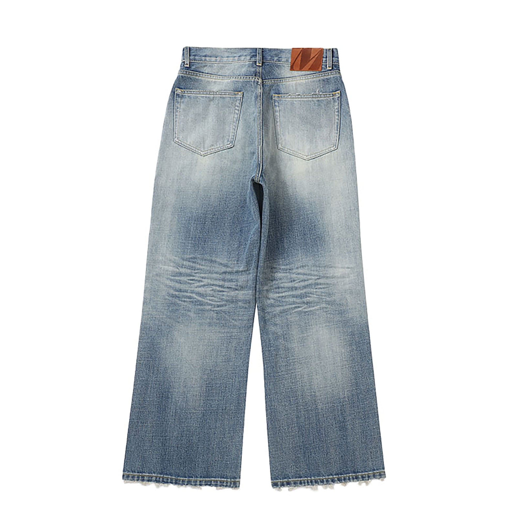 MAKEMORE Distress Faded Raw Hem Jeans, premium urban and streetwear designers apparel on PROJECTISR.com, MAKEMORE
