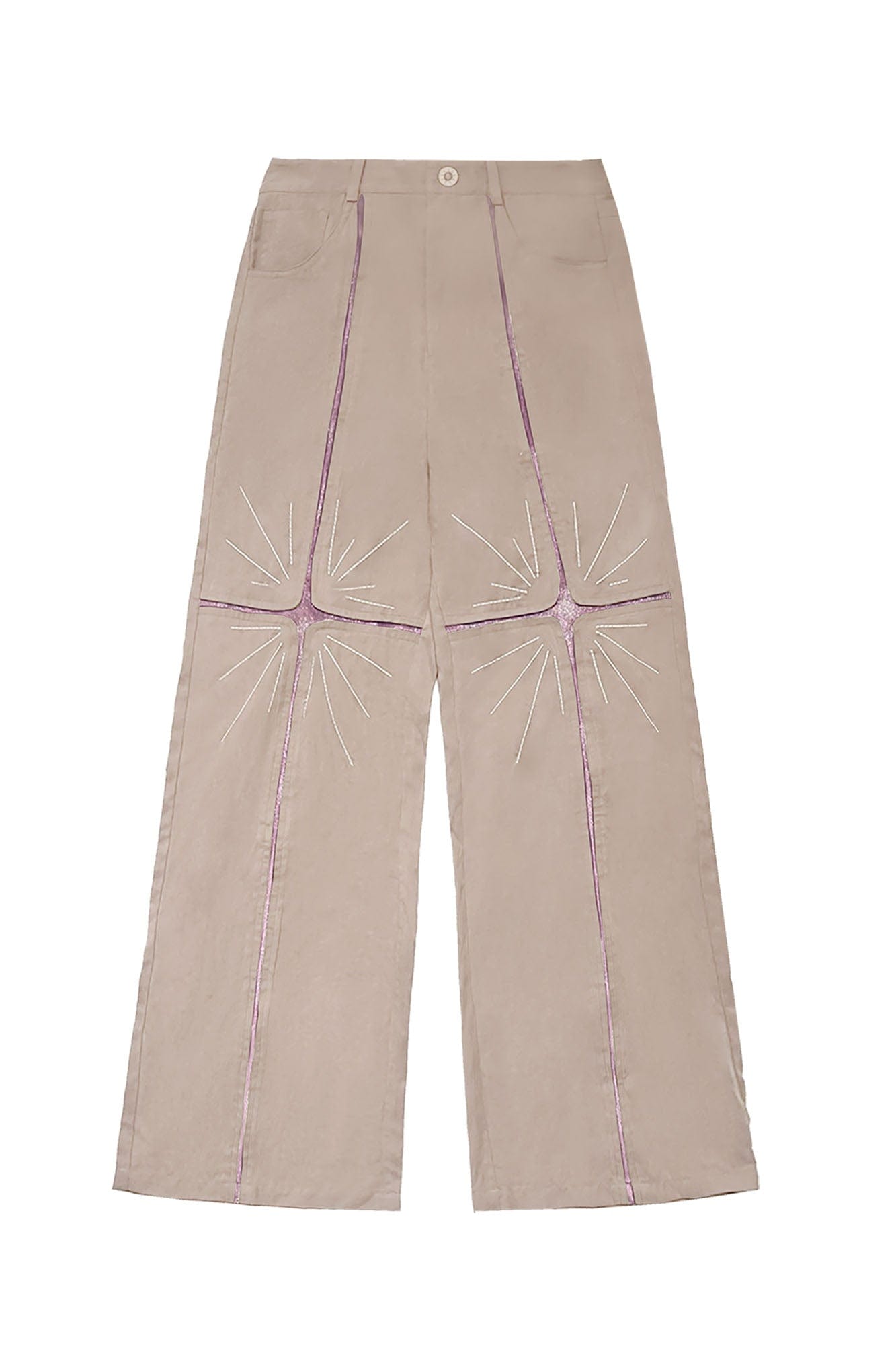 OIPWORD Middle Radiant Star Panel Wide-Leg Pants, premium urban and streetwear designers apparel on PROJECTISR.com, OIPWORD