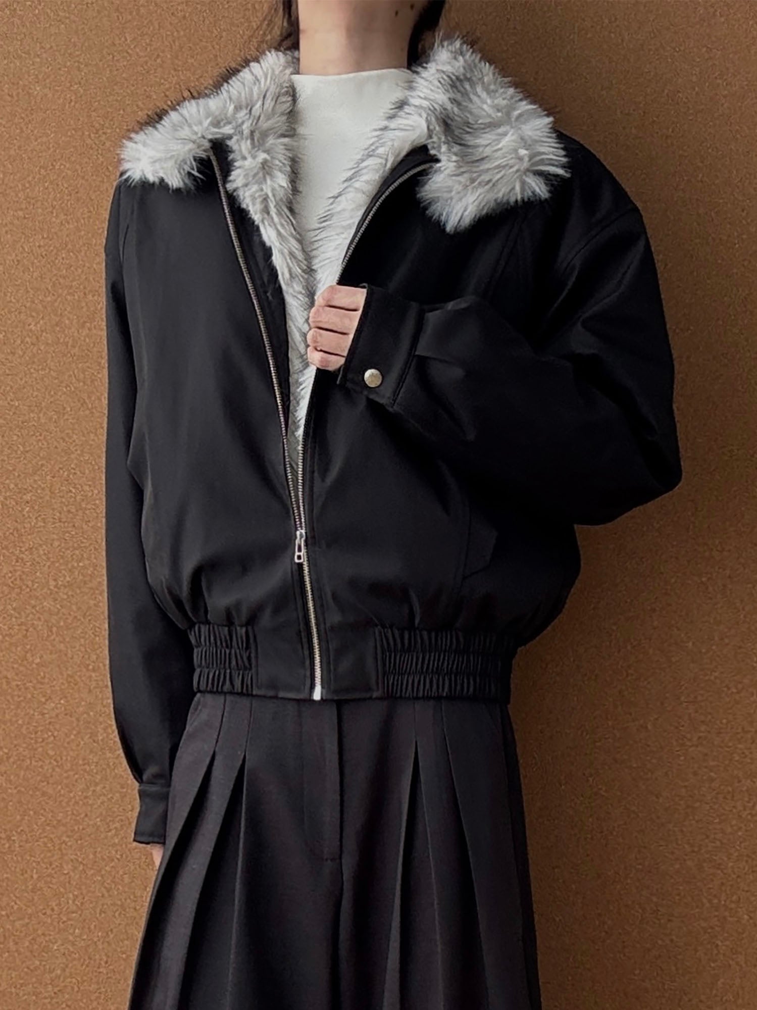 OKAYTHXBYE Faux Fur Lined Puffer Jacket