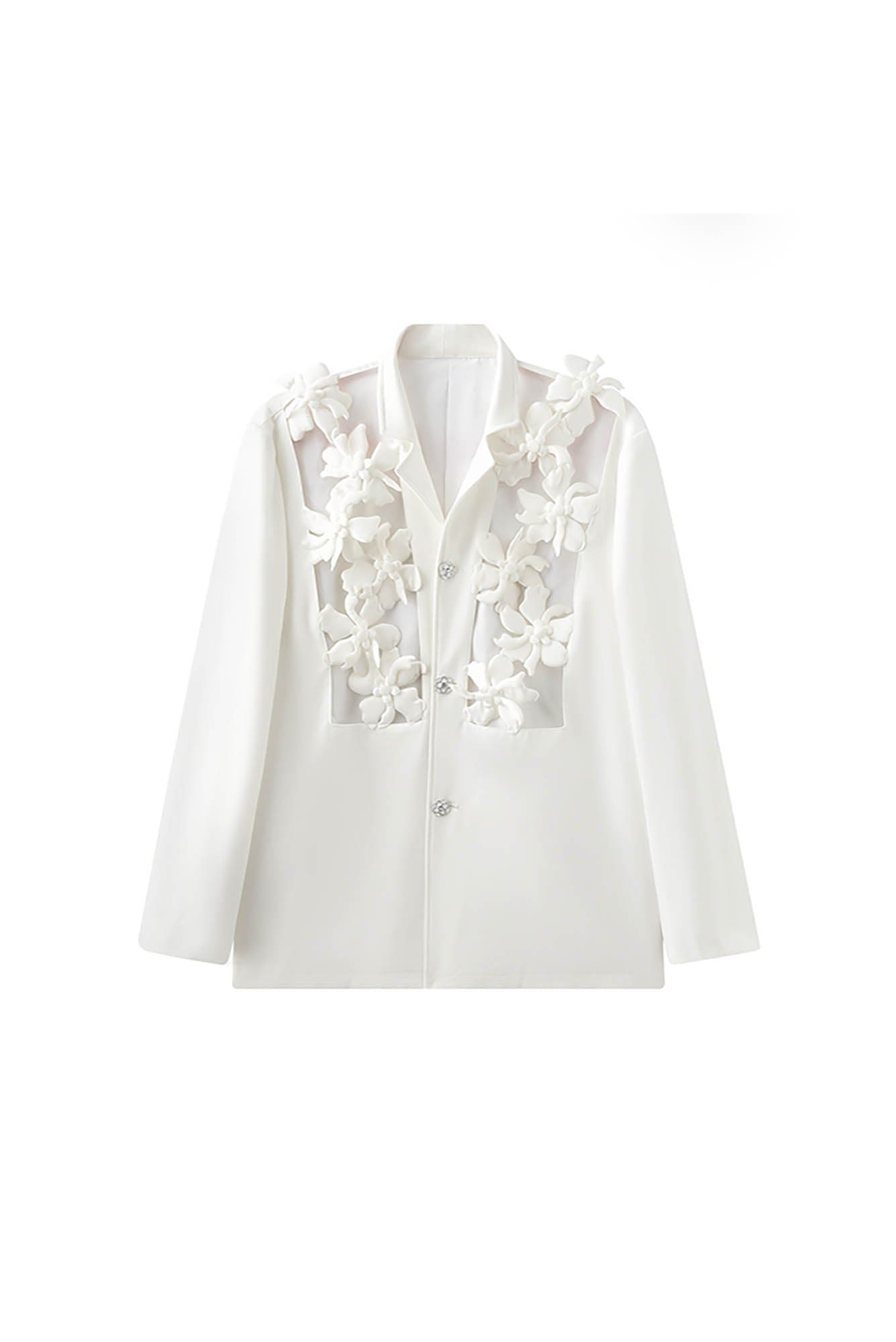 JIECHI White Lily Cut-Out Blazer, premium urban and streetwear designers apparel on PROJECTISR.com, JIECHI