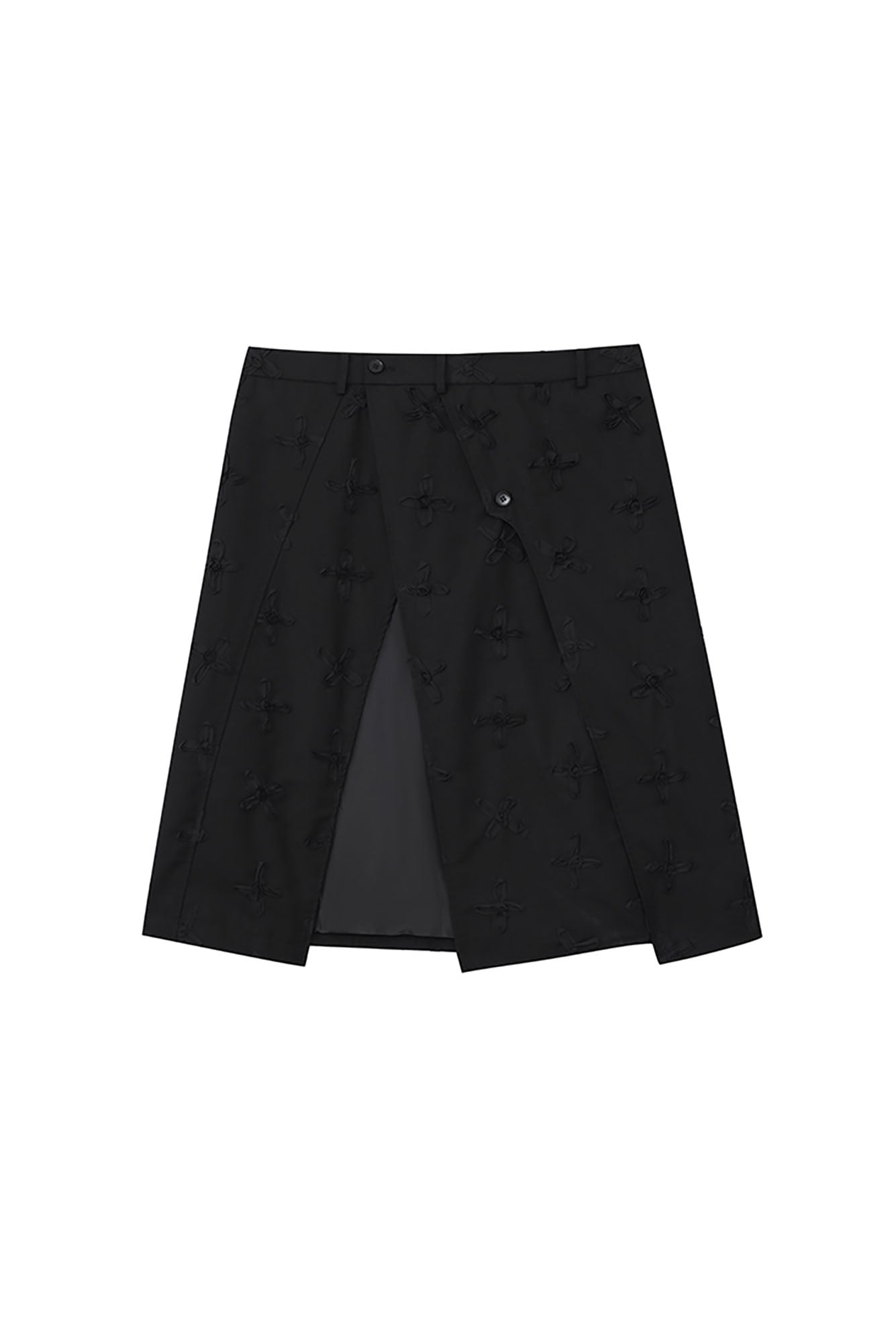 JIECHI Asymmetrical Bow Embroidery Slit Skort, premium urban and streetwear designers apparel on PROJECTISR.com, JIECHI