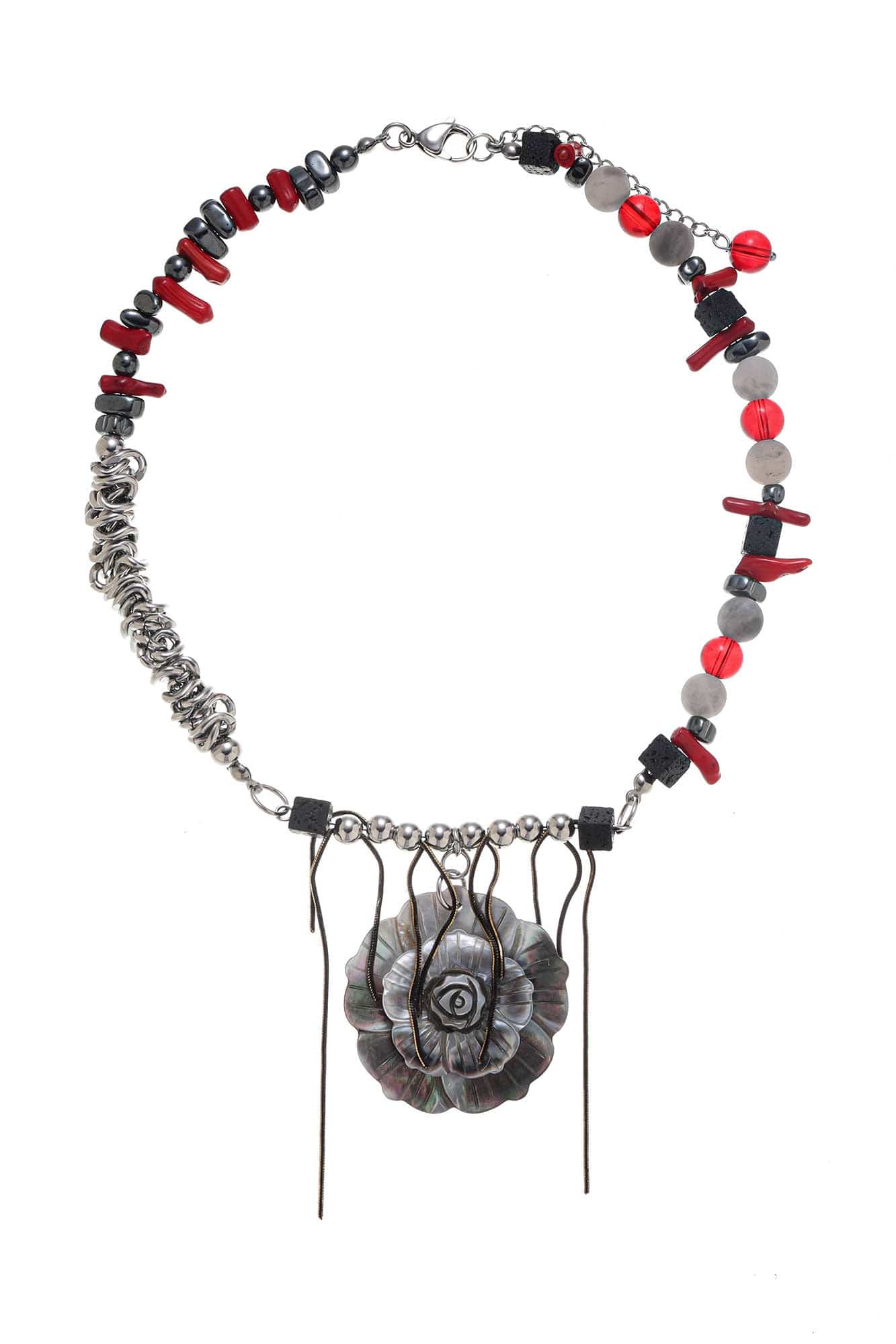 ILLUSORY Flower of Thorns Beaded Necklace, premium urban and streetwear designers apparel on PROJECTISR.com, ILLUSORY