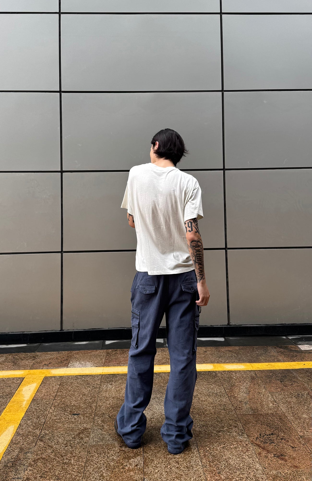 ELETEIZE Washed Floral-Waist Cargo Trousers