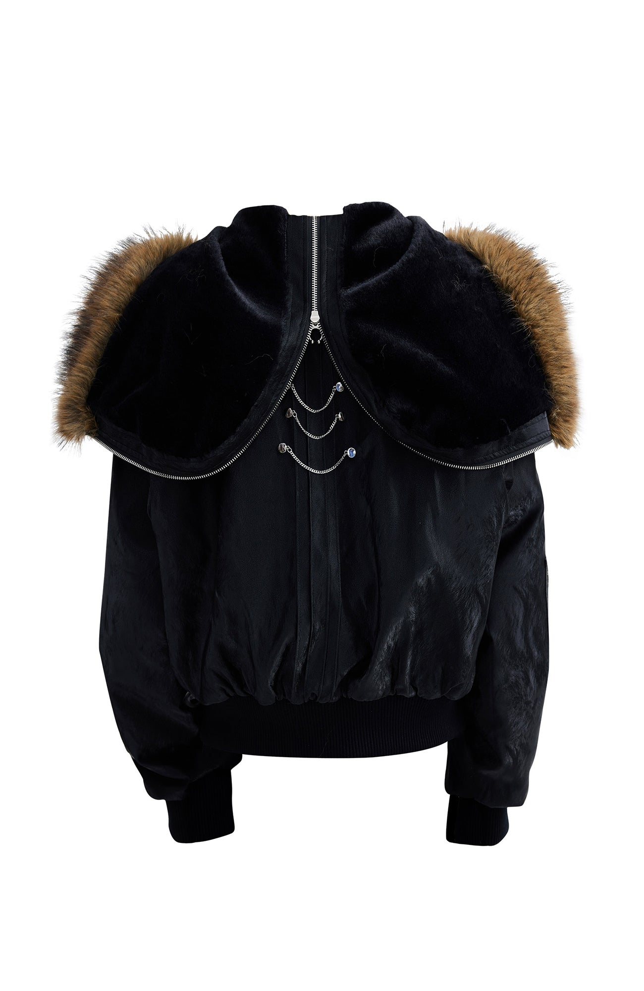 OIPWORD Studded Convertible Hood PU Puffer Jacket