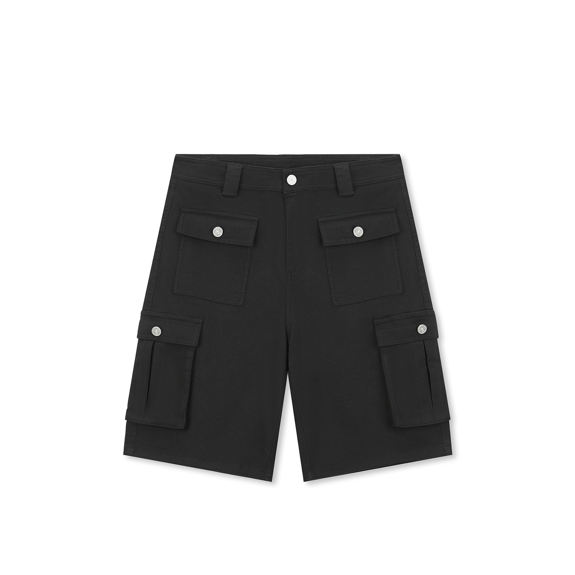 BONELESS Multi-Pocket Embroidered Patchwork Straight-Leg Shorts