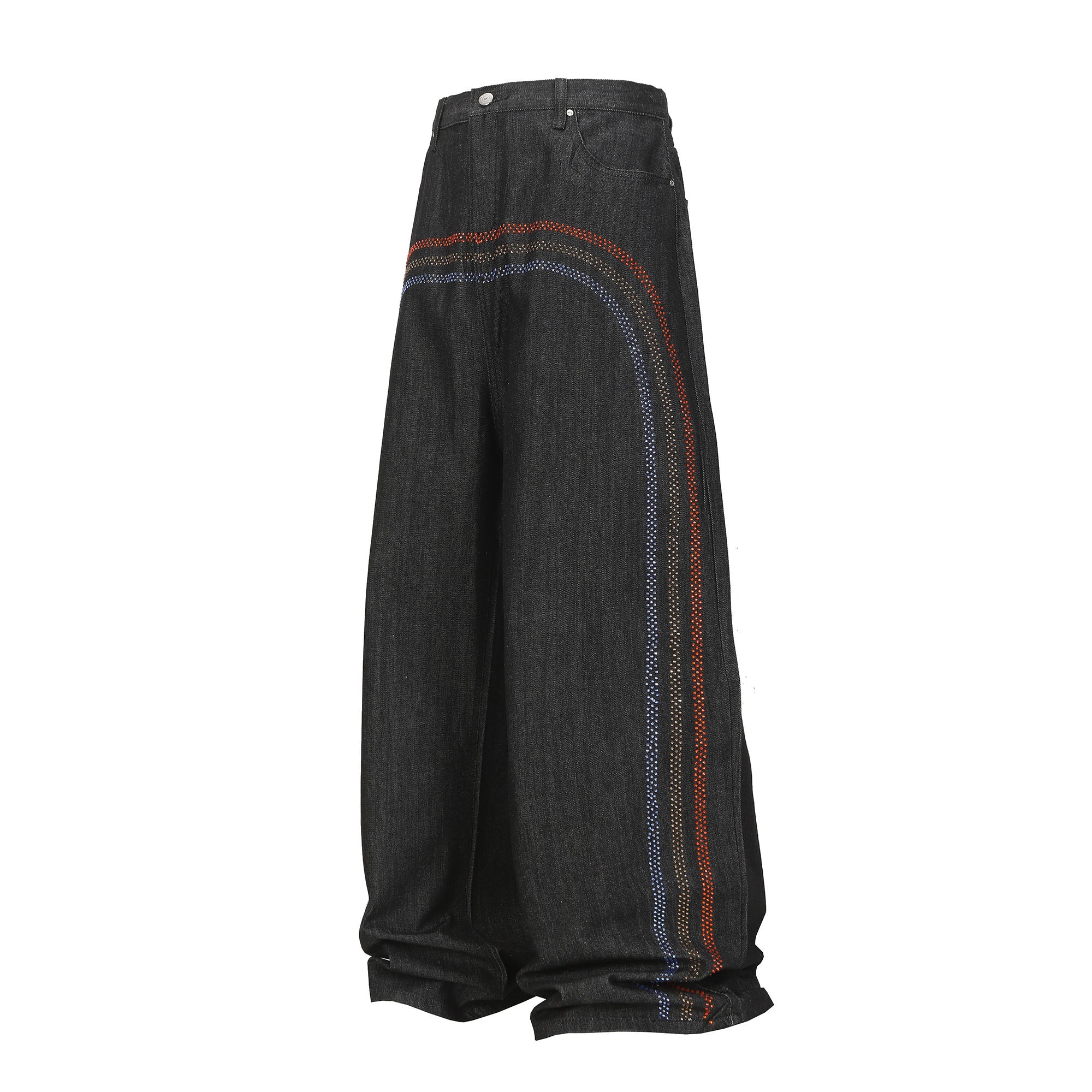 CLP Rainbow Diamond Balloon-Leg Raw Jeans, premium urban and streetwear designers apparel on PROJECTISR.com, CLP