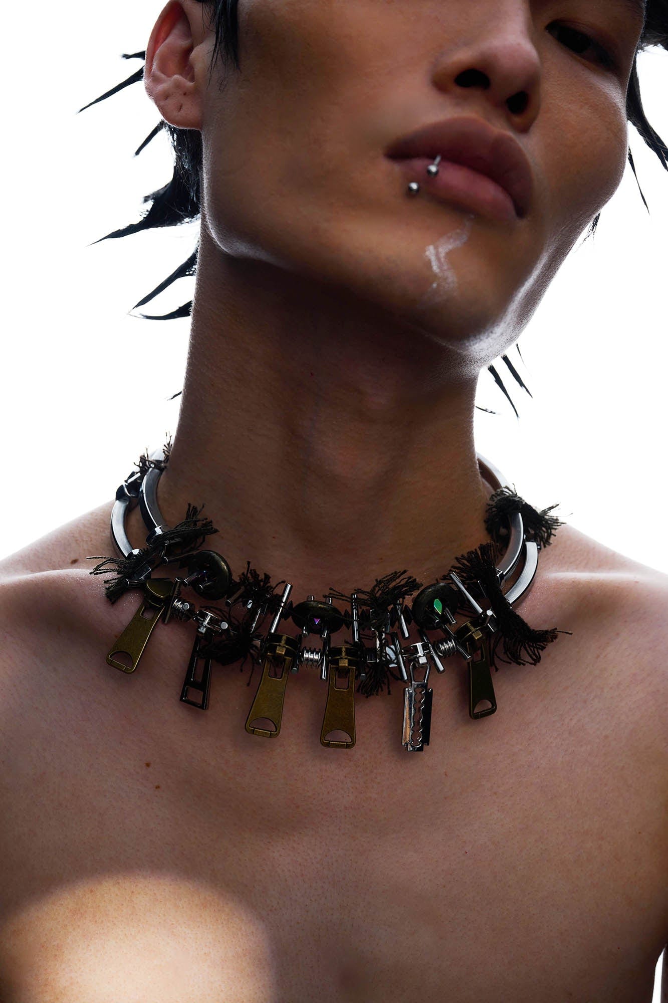 ILLUSORY Fifth Element Multi-Zipper Double-Strand Necklace, premium urban and streetwear designers apparel on PROJECTISR.com, ILLUSORY