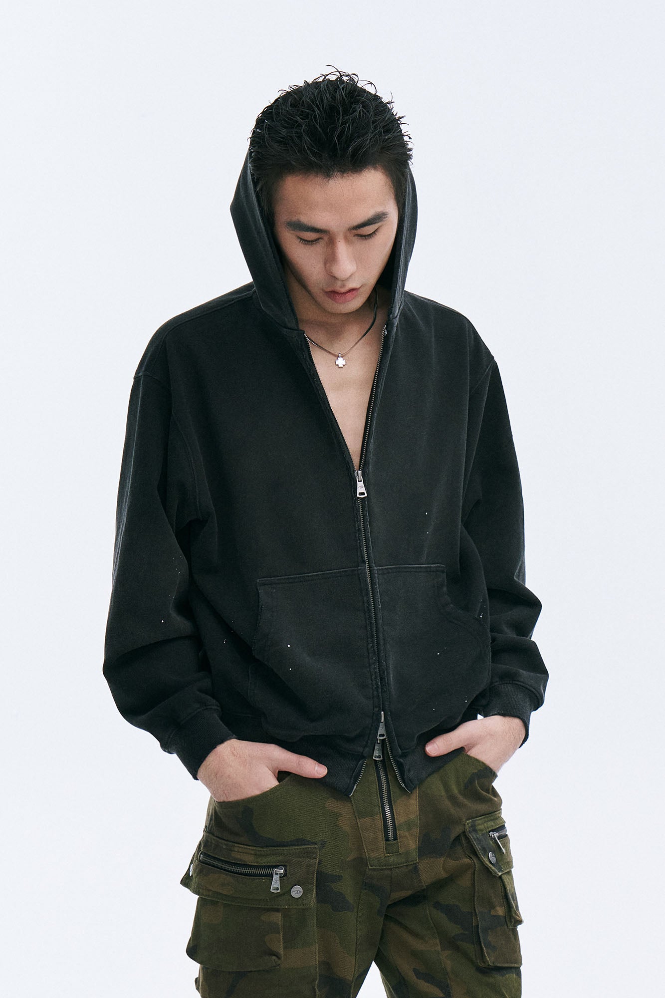 CATSSTAC Rugged Wash Zip Hoodie, premium urban and streetwear designers apparel on PROJECTISR.com, CATSSTAC
